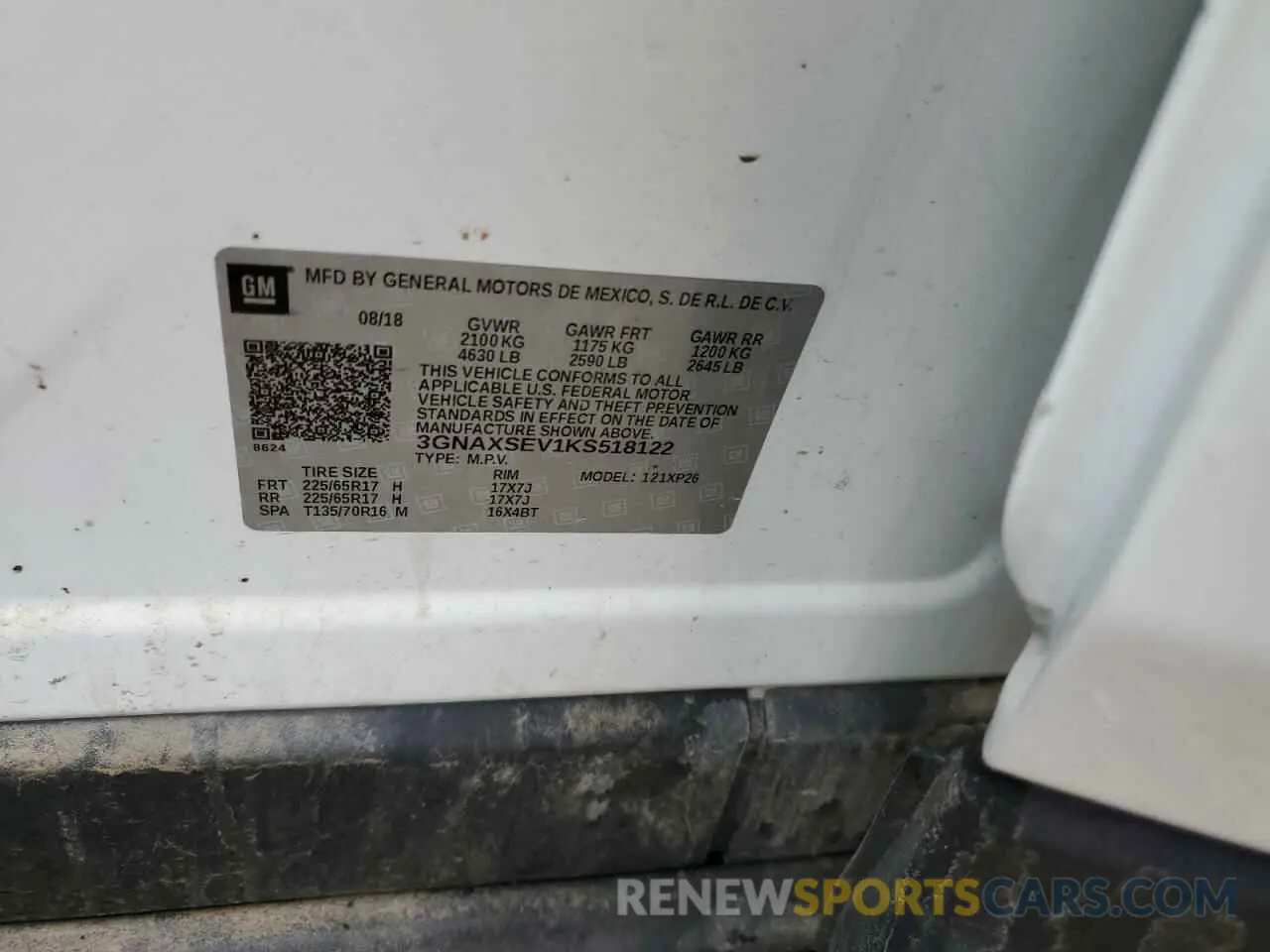13 fotografías del automóvil dañado 3GNAXSEV1KS518122 CHEVROLET EQUINOX 2019