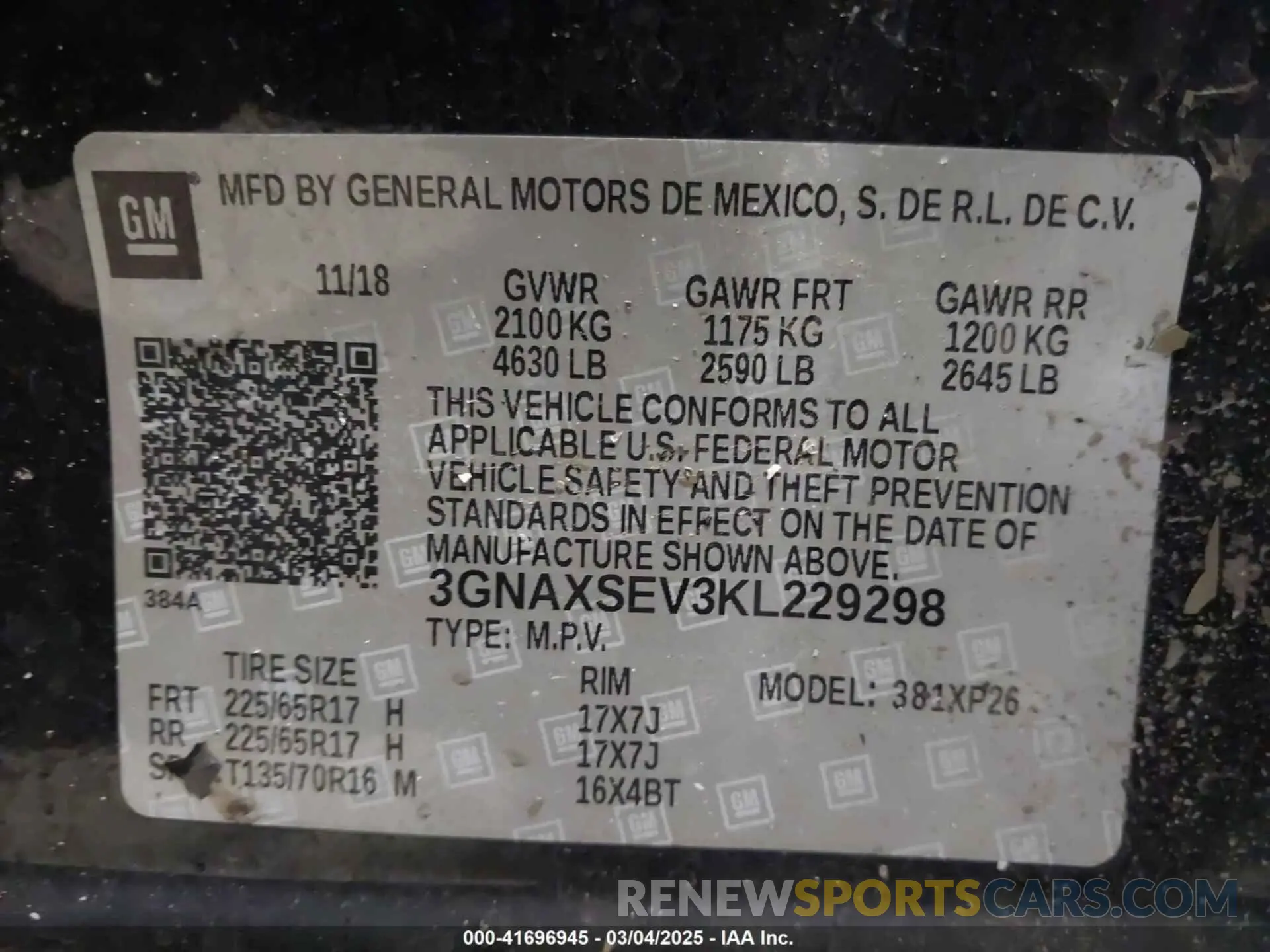 9 fotografías del automóvil dañado 3GNAXSEV3KL229298 CHEVROLET EQUINOX 2019