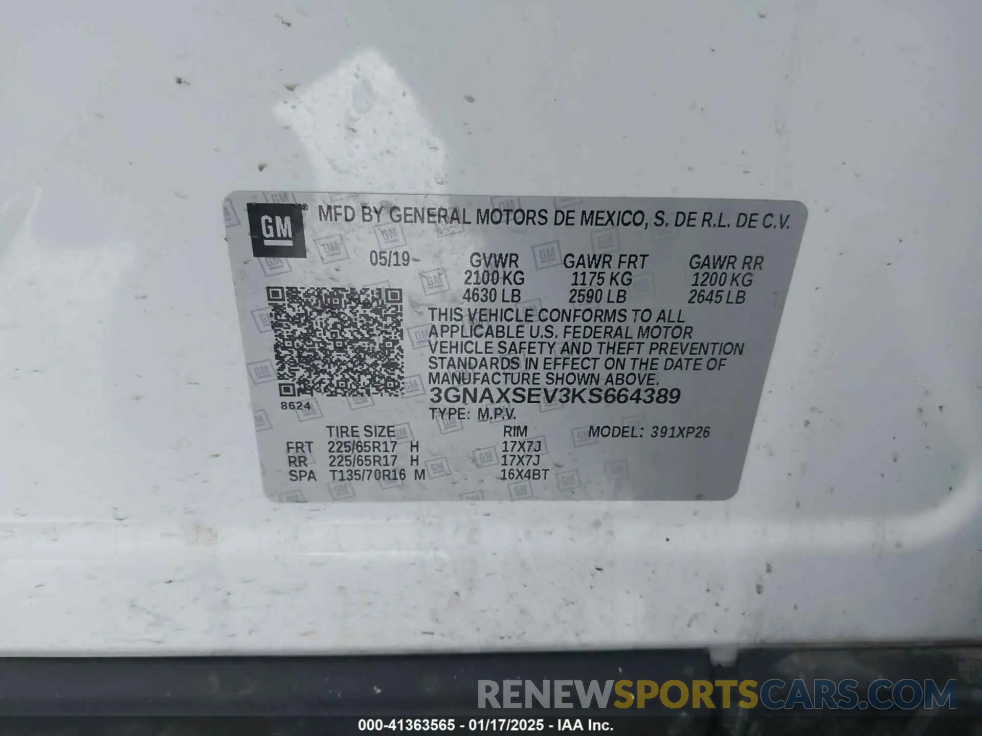 9 fotografías del automóvil dañado 3GNAXSEV3KS664389 CHEVROLET EQUINOX 2019
