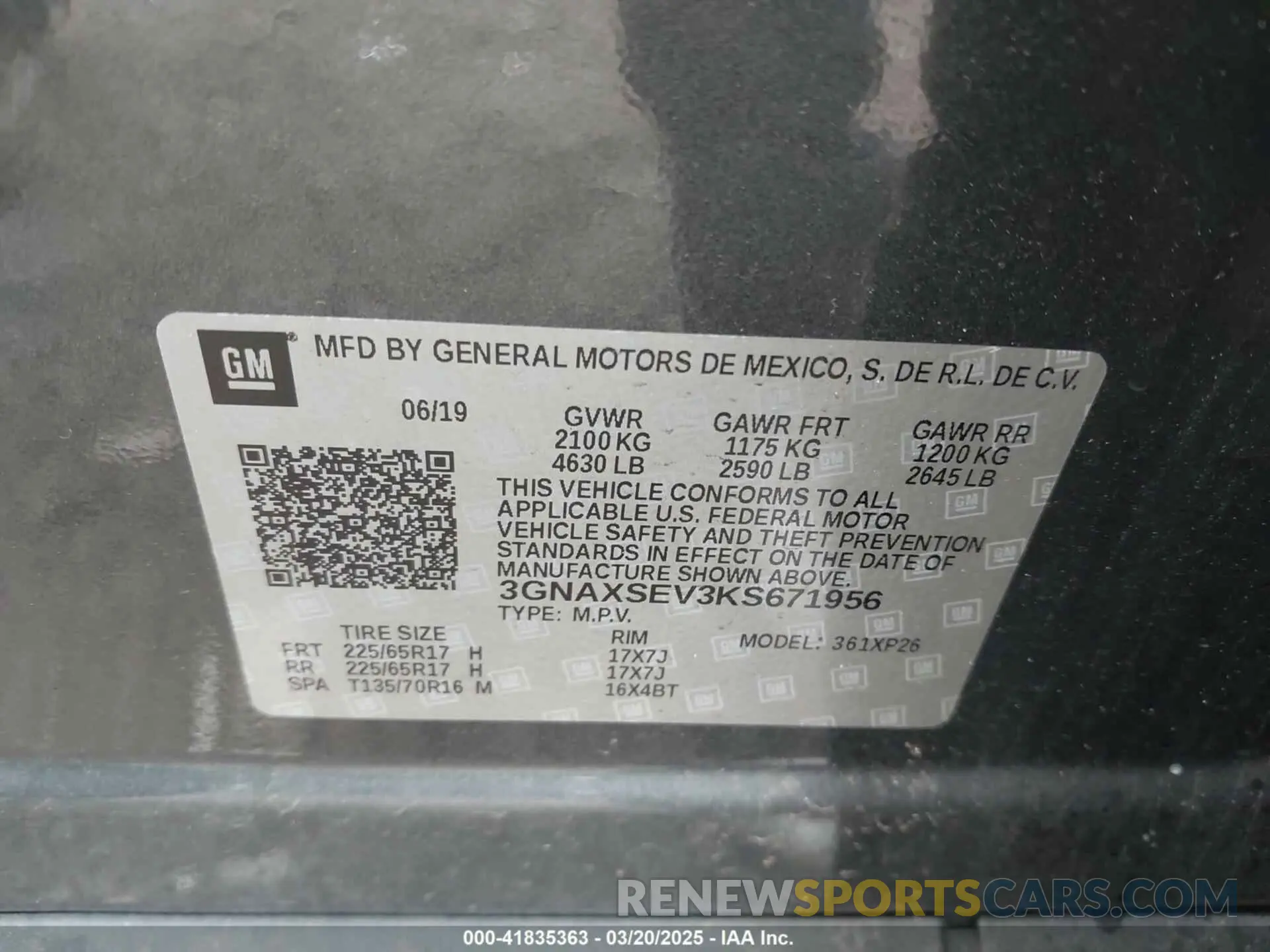 9 fotografías del automóvil dañado 3GNAXSEV3KS671956 CHEVROLET EQUINOX 2019