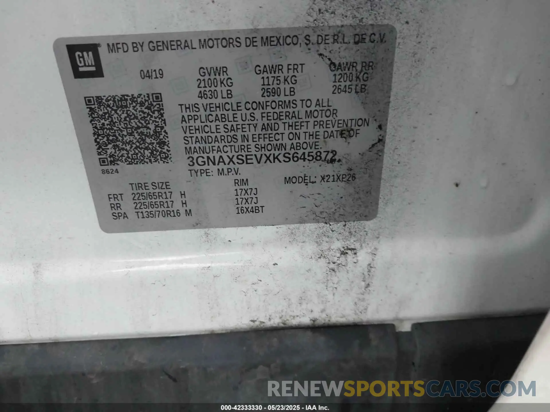9 fotografías del automóvil dañado 3GNAXSEVXKS645872 CHEVROLET EQUINOX 2019
