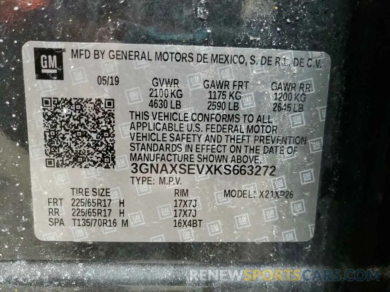 13 fotografías del automóvil dañado 3GNAXSEVXKS663272 CHEVROLET EQUINOX 2019