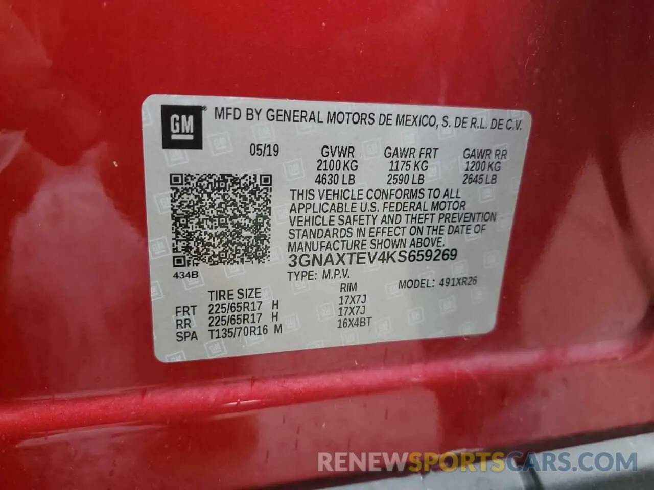 13 fotografías del automóvil dañado 3GNAXTEV4KS659269 CHEVROLET EQUINOX 2019