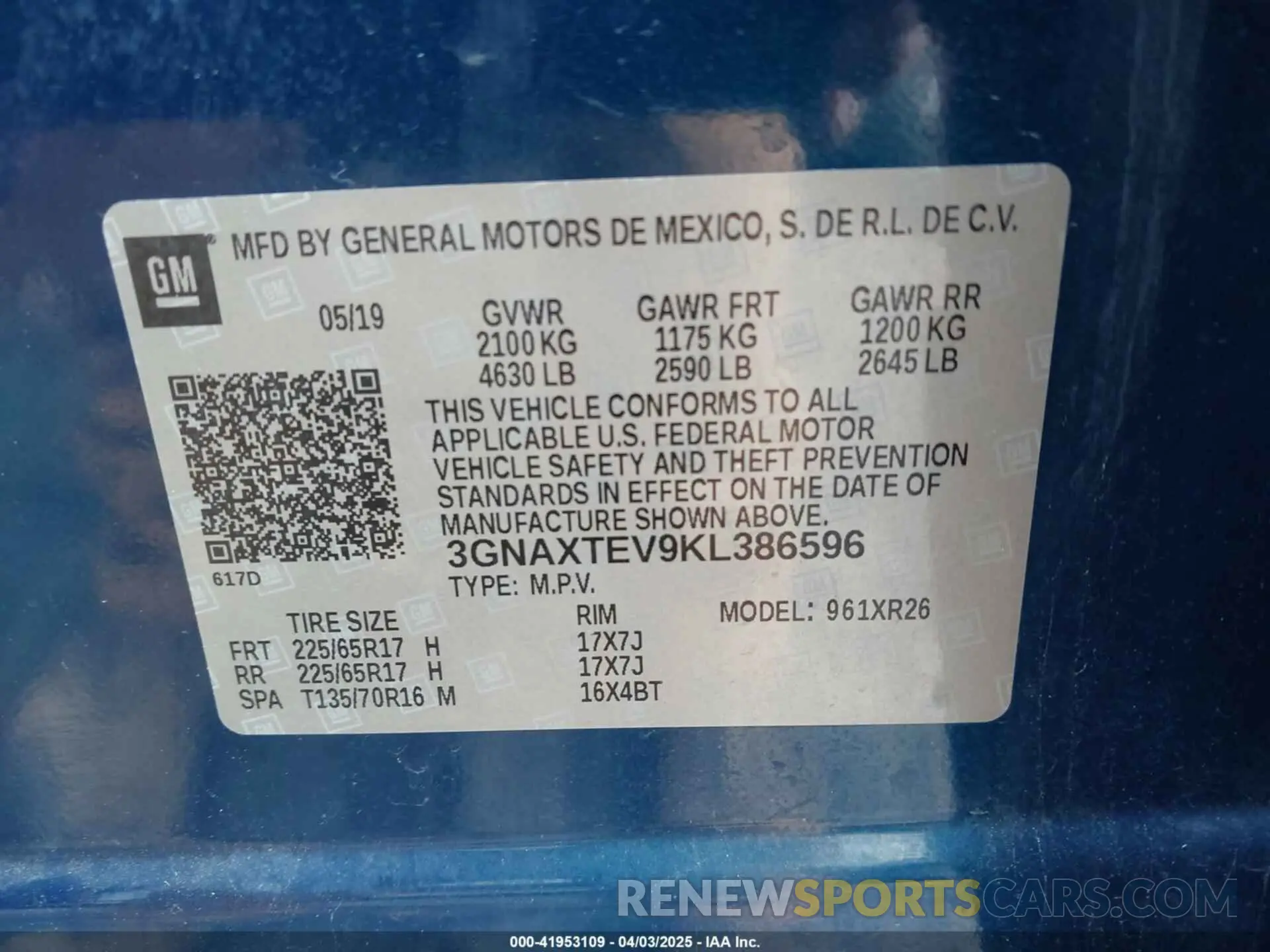 9 fotografías del automóvil dañado 3GNAXTEV9KL386596 CHEVROLET EQUINOX 2019