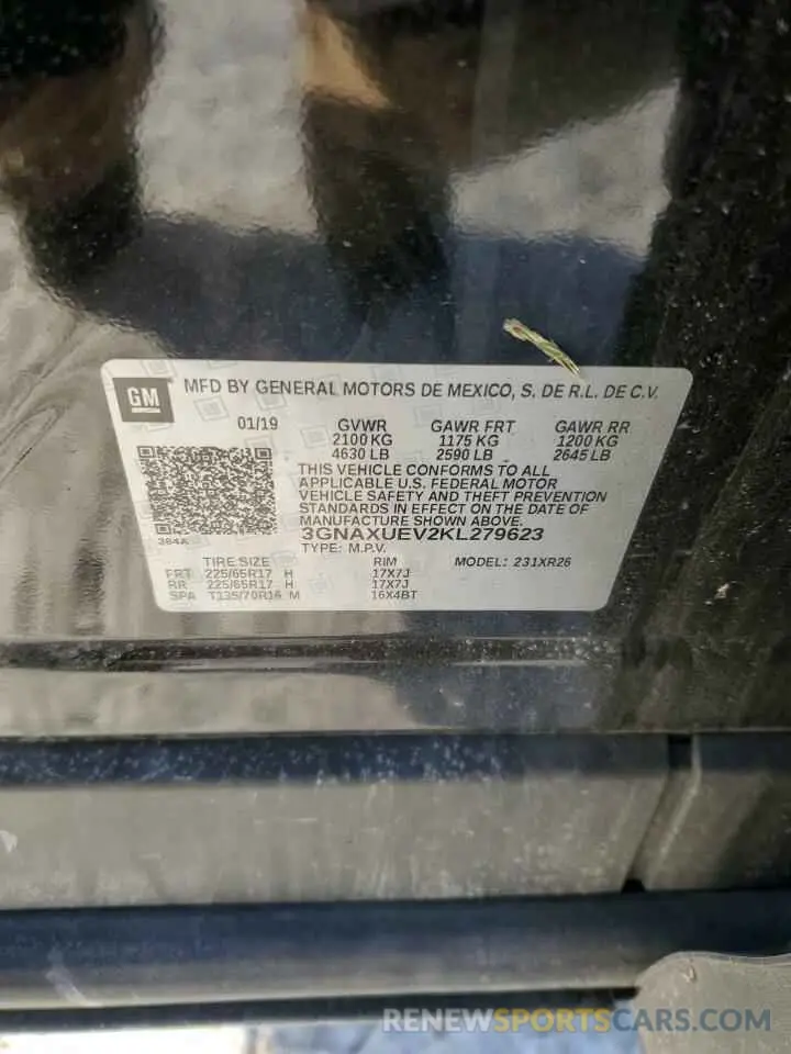 14 fotografías del automóvil dañado 3GNAXUEV2KL279623 CHEVROLET EQUINOX 2019