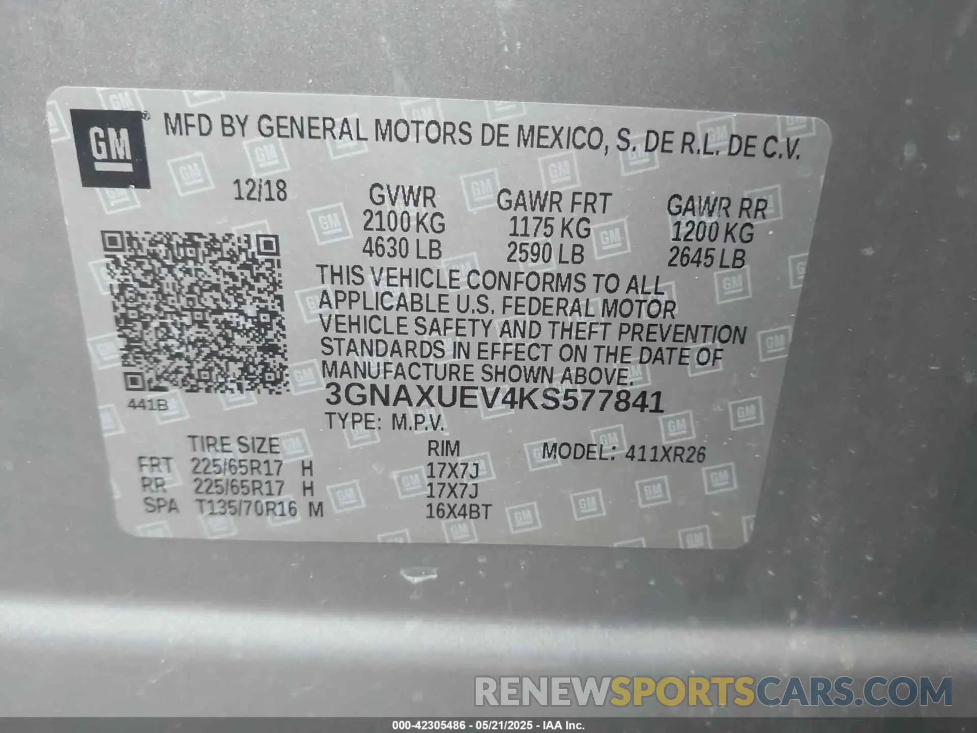 9 fotografías del automóvil dañado 3GNAXUEV4KS577841 CHEVROLET EQUINOX 2019