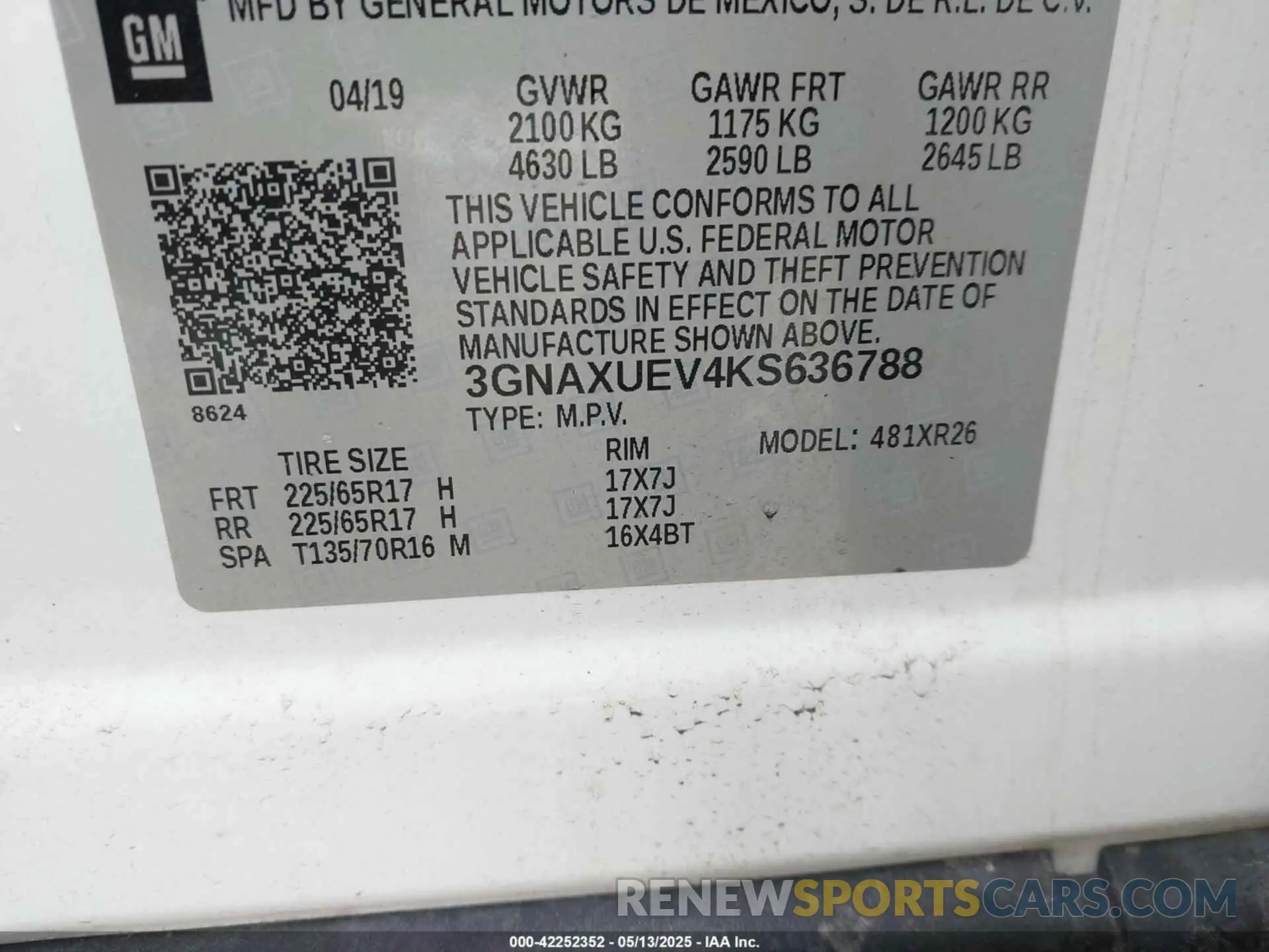 9 fotografías del automóvil dañado 3GNAXUEV4KS636788 CHEVROLET EQUINOX 2019