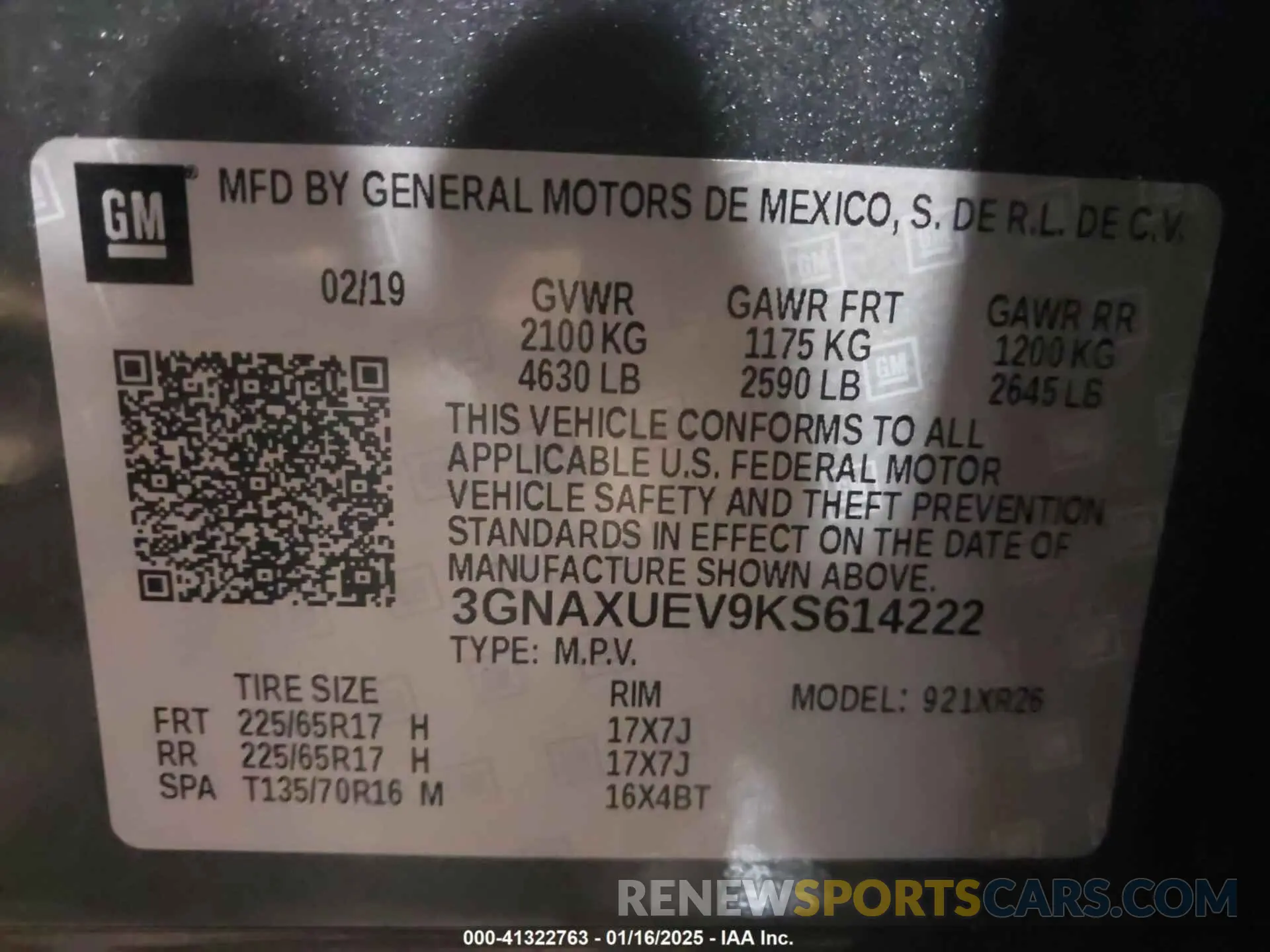 9 fotografías del automóvil dañado 3GNAXUEV9KS614222 CHEVROLET EQUINOX 2019