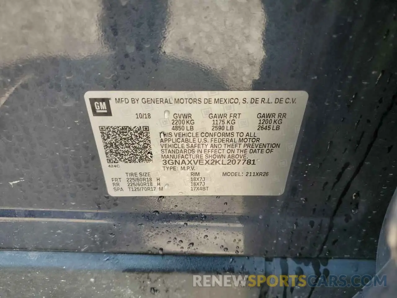 13 fotografías del automóvil dañado 3GNAXVEX2KL207781 CHEVROLET EQUINOX 2019