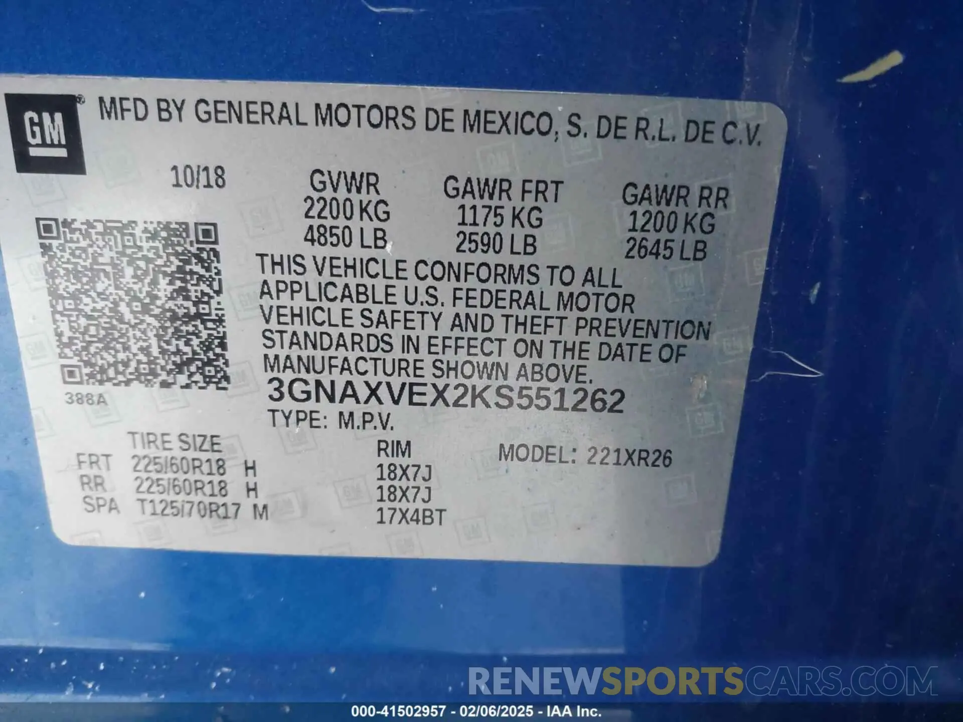 9 fotografías del automóvil dañado 3GNAXVEX2KS551262 CHEVROLET EQUINOX 2019
