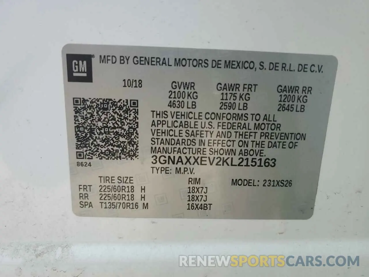 14 fotografías del automóvil dañado 3GNAXXEV2KL215163 CHEVROLET EQUINOX 2019