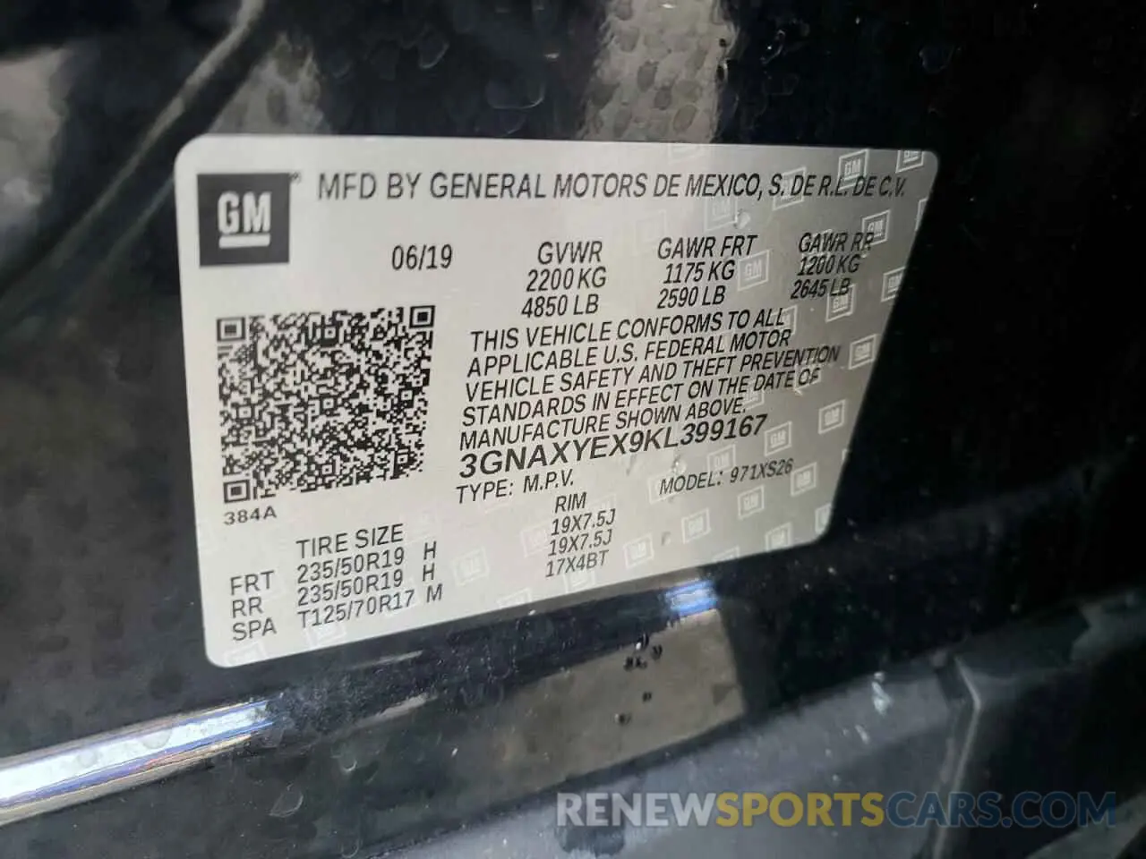 13 fotografías del automóvil dañado 3GNAXYEX9KL399167 CHEVROLET EQUINOX 2019