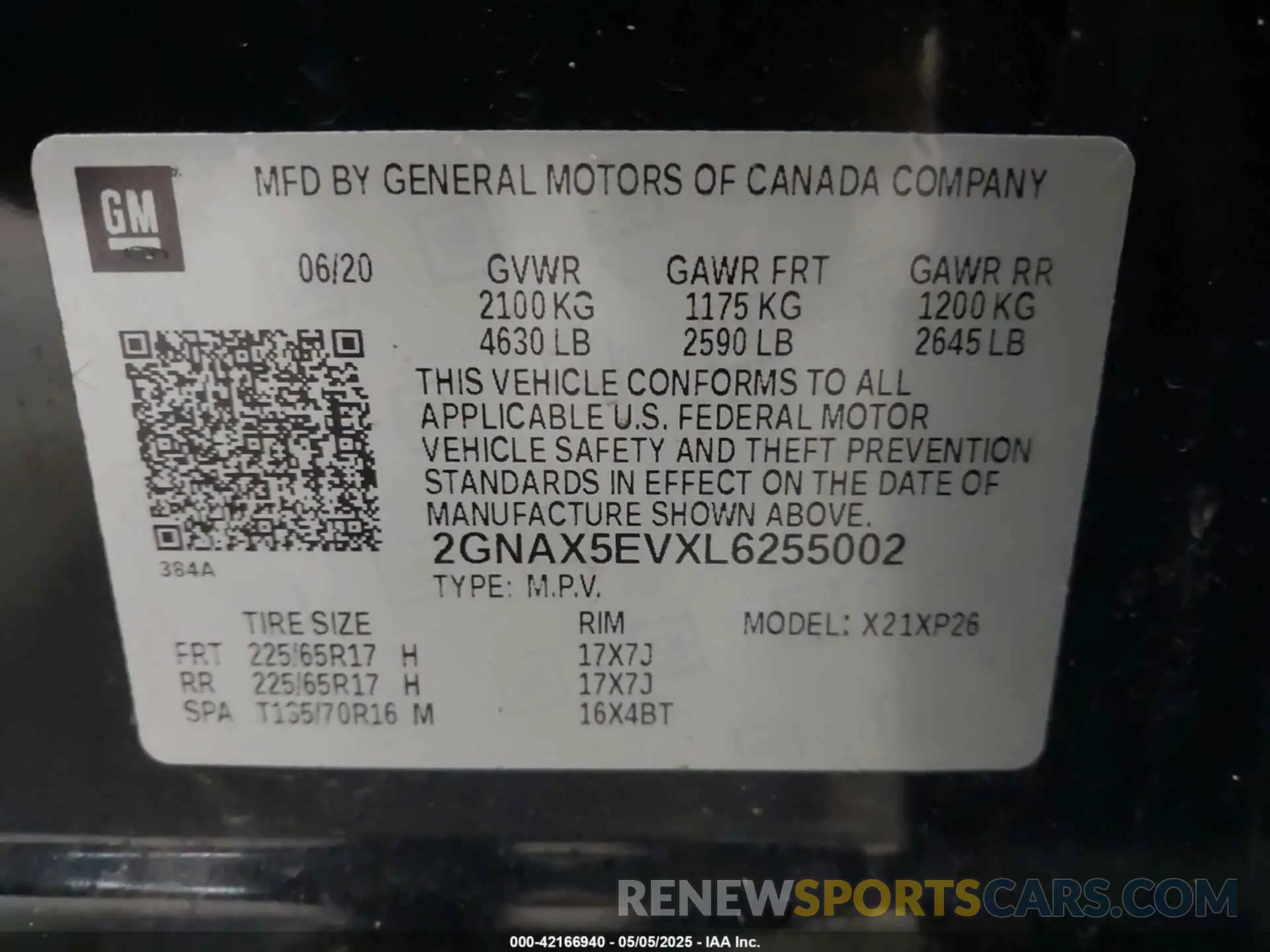 9 fotografías del automóvil dañado 2GNAX5EVXL6255002 CHEVROLET EQUINOX 2020