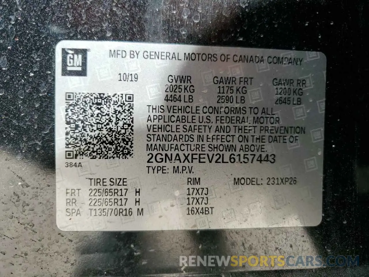 14 fotografías del automóvil dañado 2GNAXFEV2L6157443 CHEVROLET EQUINOX 2020