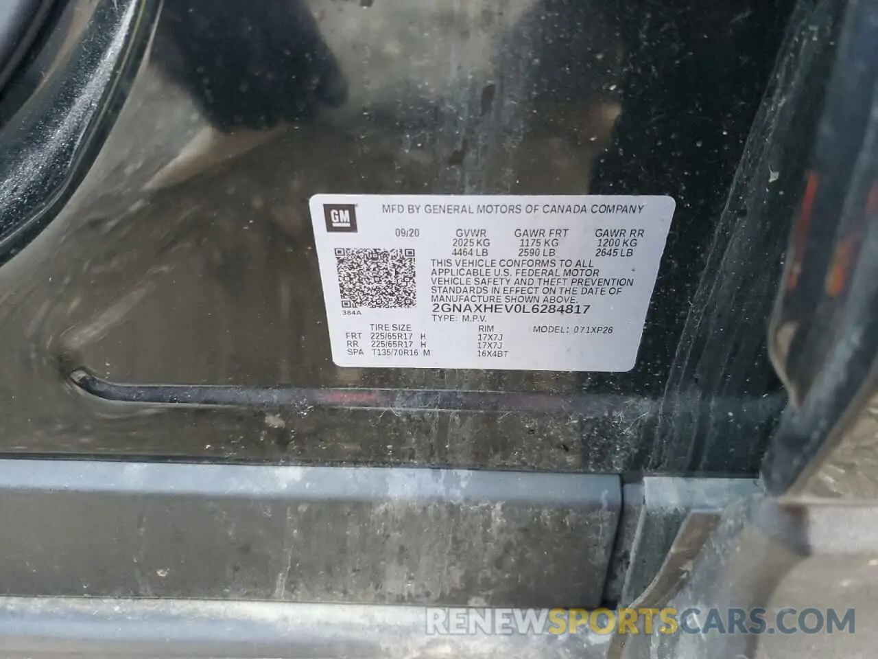 14 fotografías del automóvil dañado 2GNAXHEV0L6284817 CHEVROLET EQUINOX 2020
