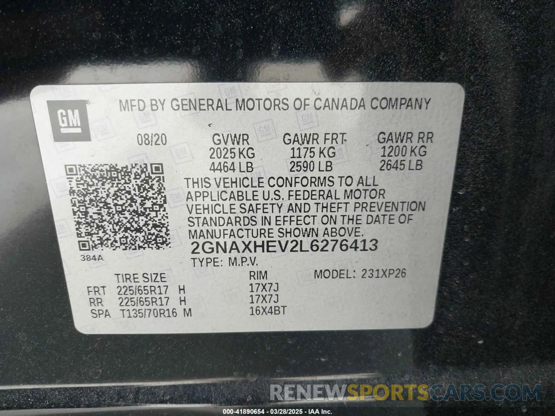 9 fotografías del automóvil dañado 2GNAXHEV2L6276413 CHEVROLET EQUINOX 2020