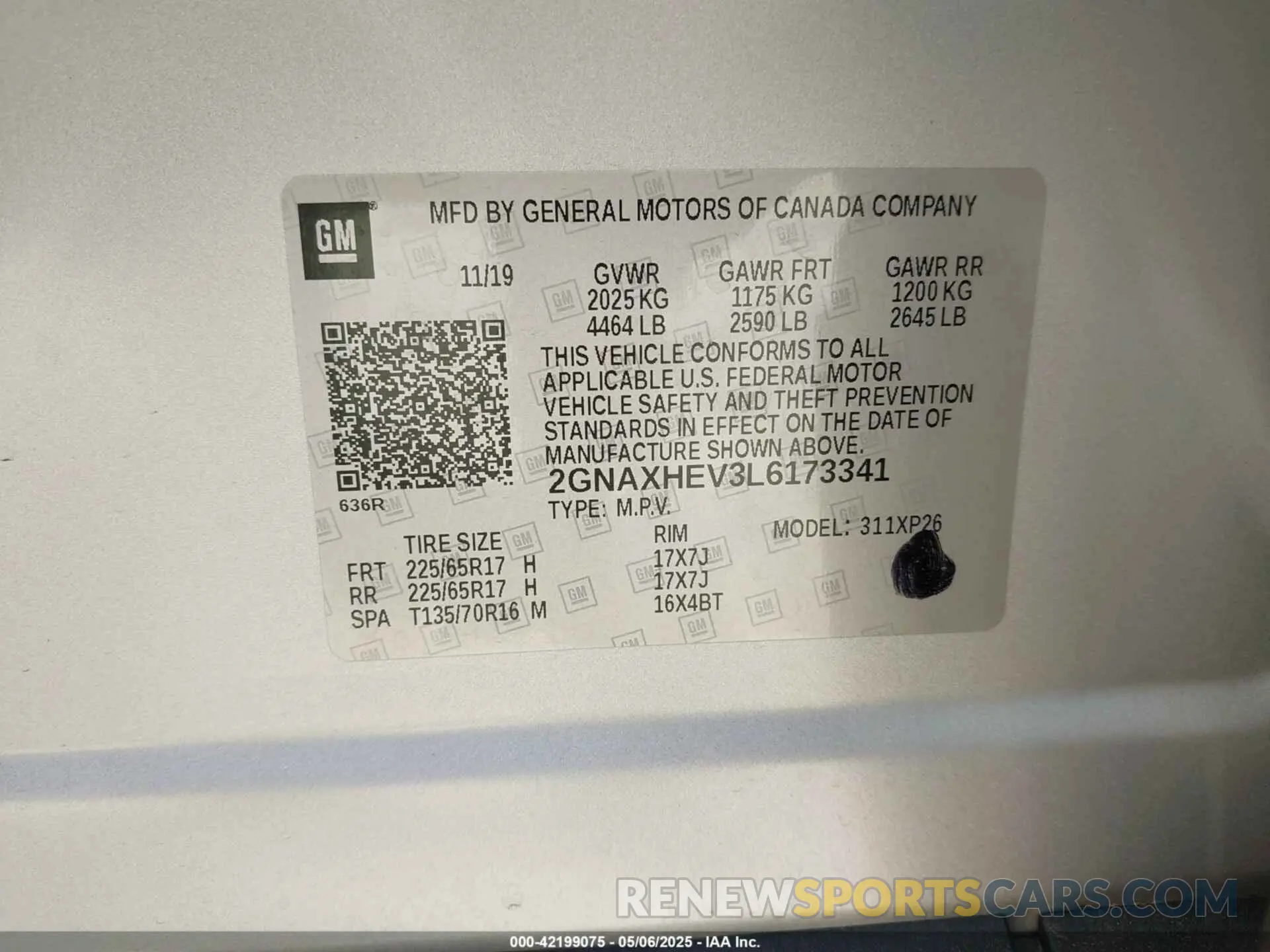 9 fotografías del automóvil dañado 2GNAXHEV3L6173341 CHEVROLET EQUINOX 2020