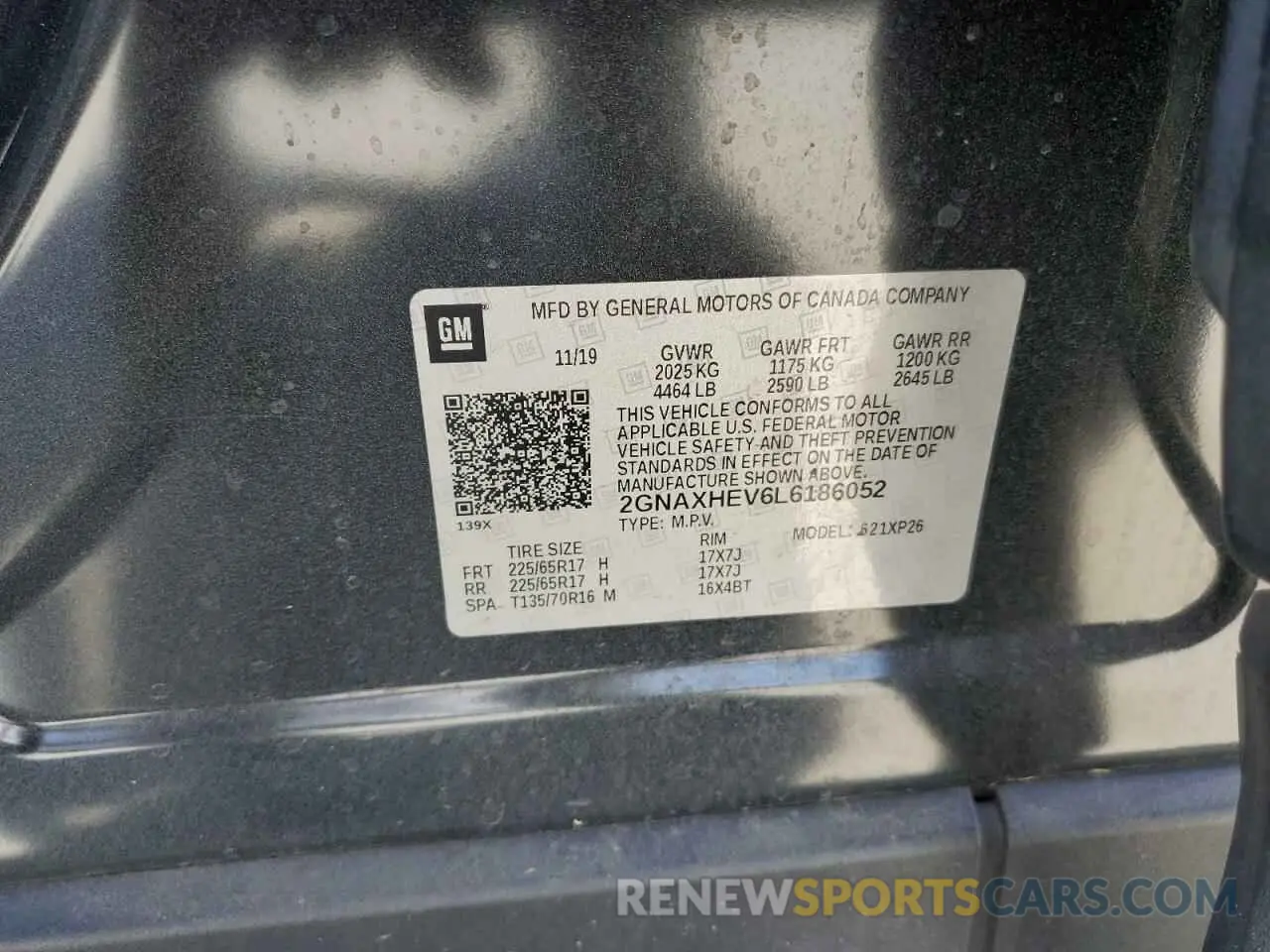 14 fotografías del automóvil dañado 2GNAXHEV6L6186052 CHEVROLET EQUINOX 2020