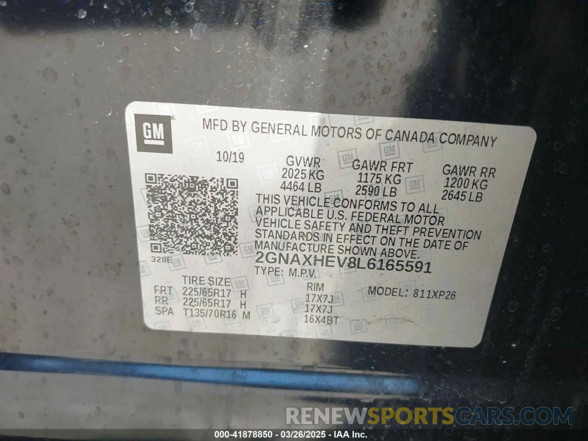 9 fotografías del automóvil dañado 2GNAXHEV8L6165591 CHEVROLET EQUINOX 2020