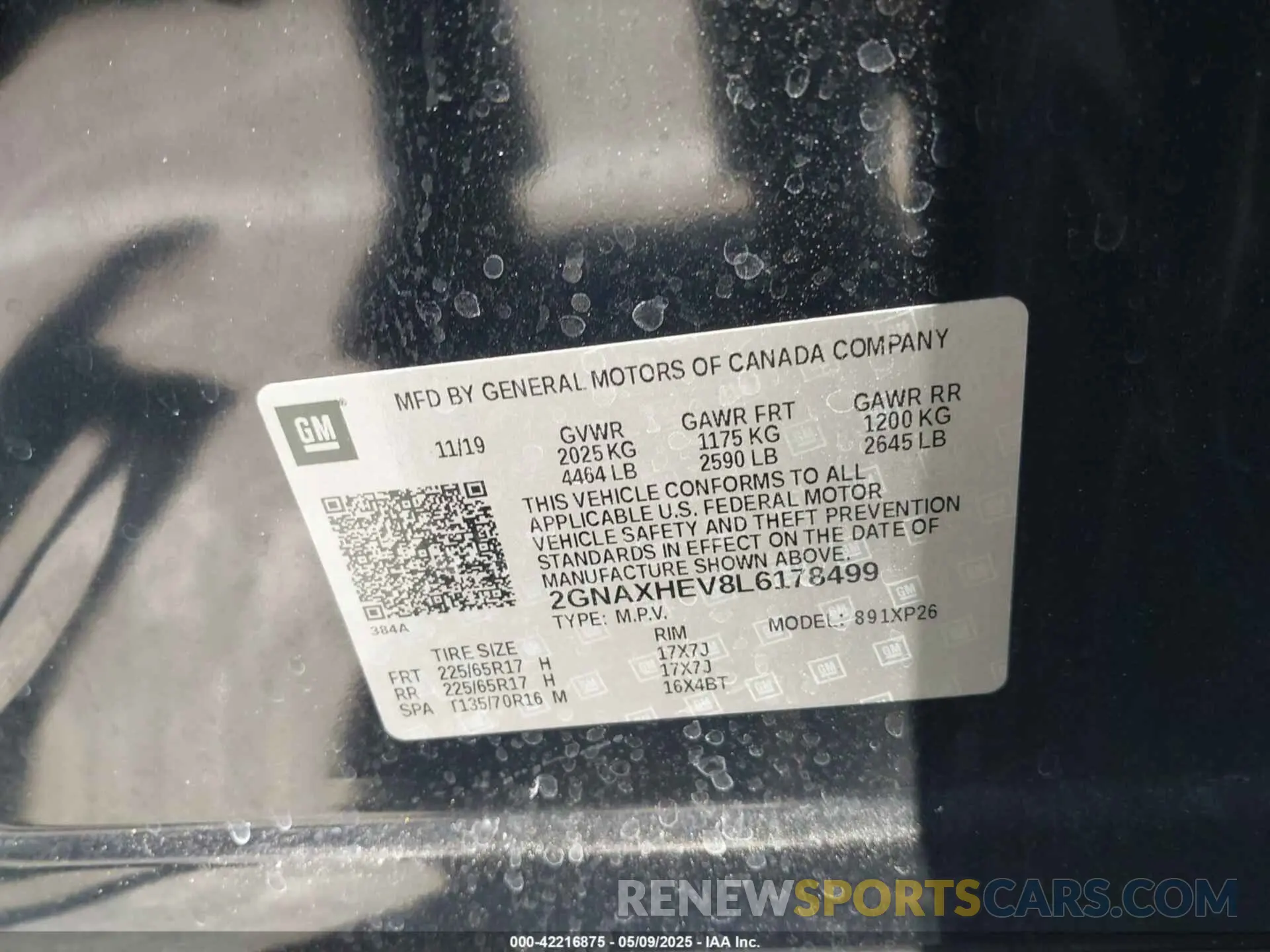 9 fotografías del automóvil dañado 2GNAXHEV8L6178499 CHEVROLET EQUINOX 2020