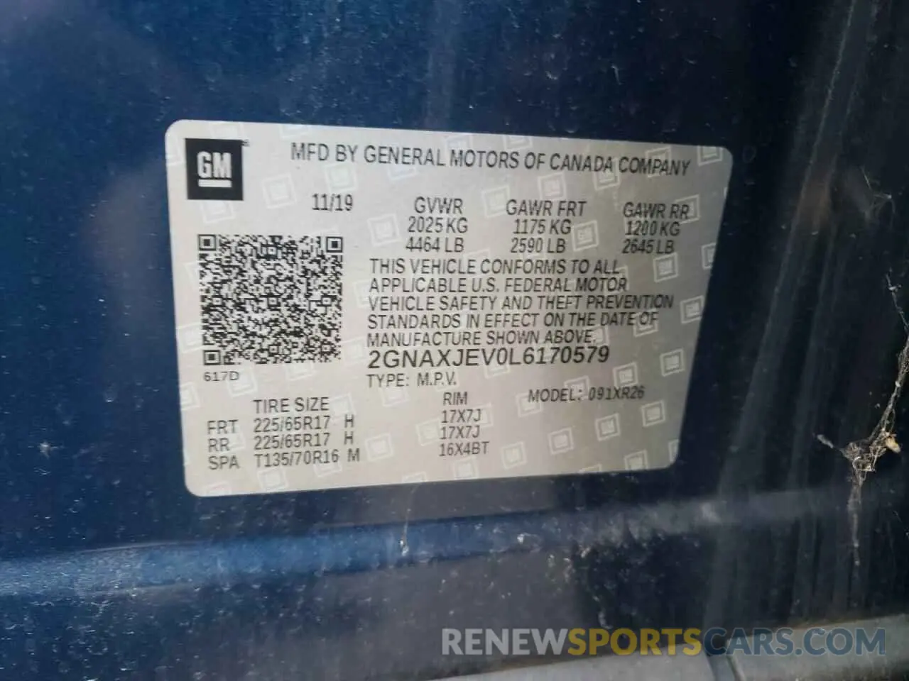 12 fotografías del automóvil dañado 2GNAXJEV0L6170579 CHEVROLET EQUINOX 2020