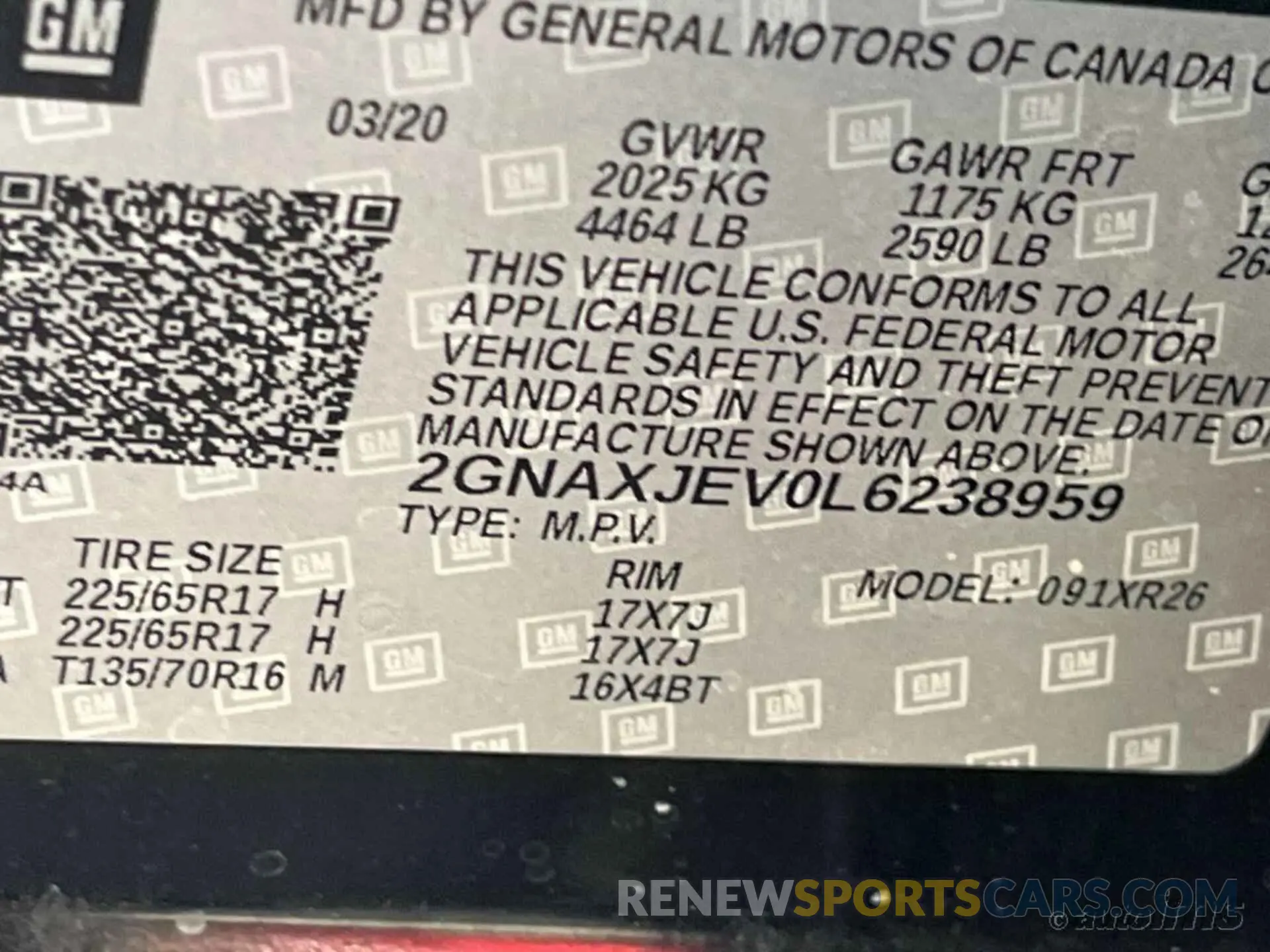 5 fotografías del automóvil dañado 2GNAXJEV0L6238959 CHEVROLET EQUINOX 2020