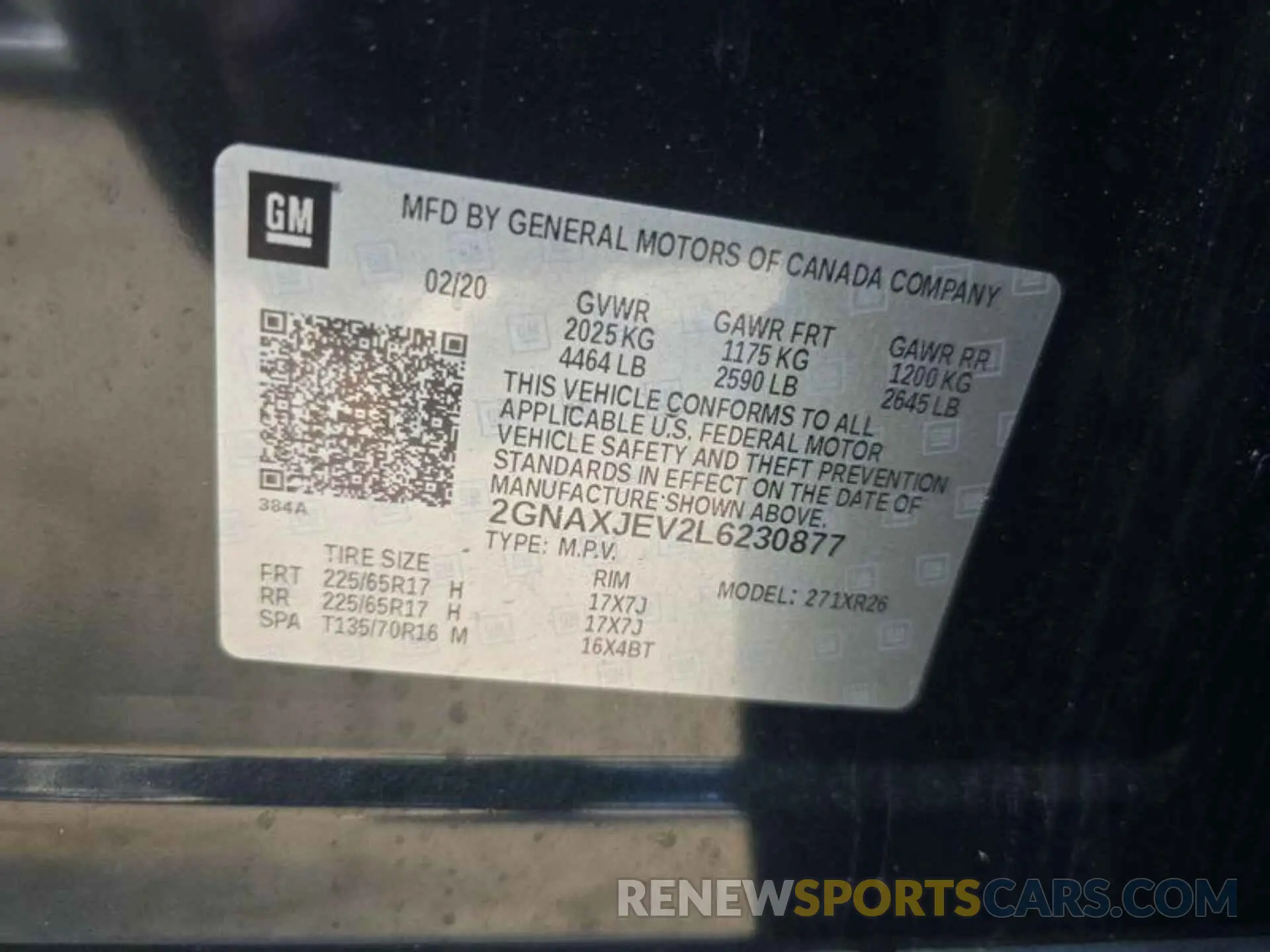 3 fotografías del automóvil dañado 2GNAXJEV2L6230877 CHEVROLET EQUINOX 2020