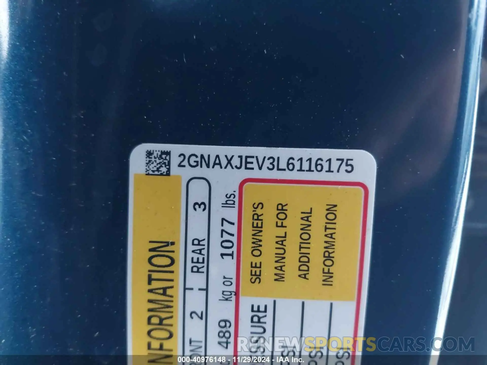 9 fotografías del automóvil dañado 2GNAXJEV3L6116175 CHEVROLET EQUINOX 2020