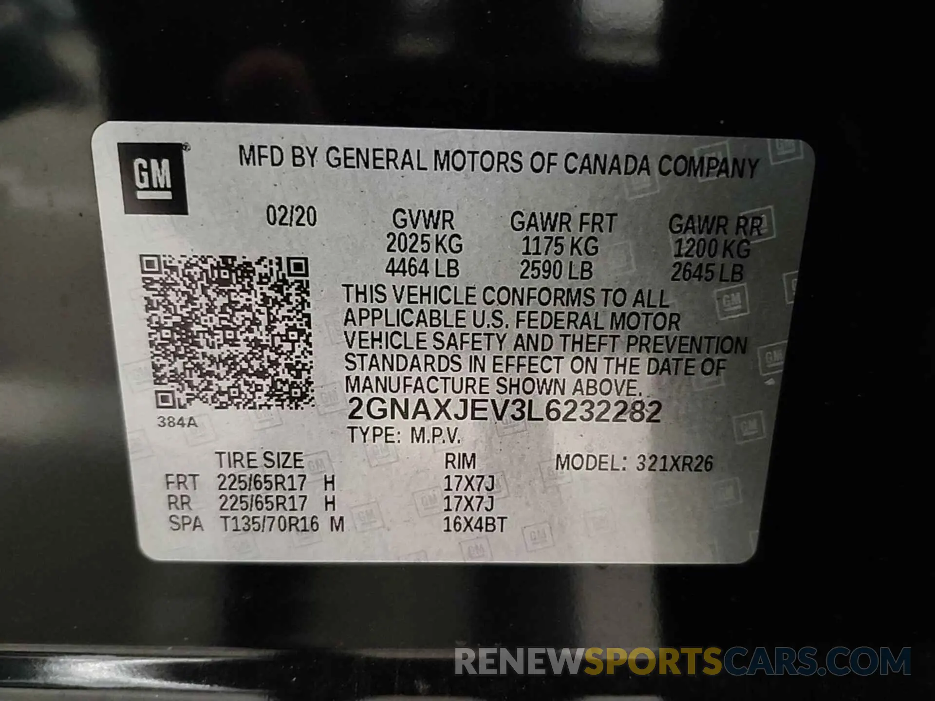 1 fotografías del automóvil dañado 2GNAXJEV3L6232282 CHEVROLET EQUINOX 2020