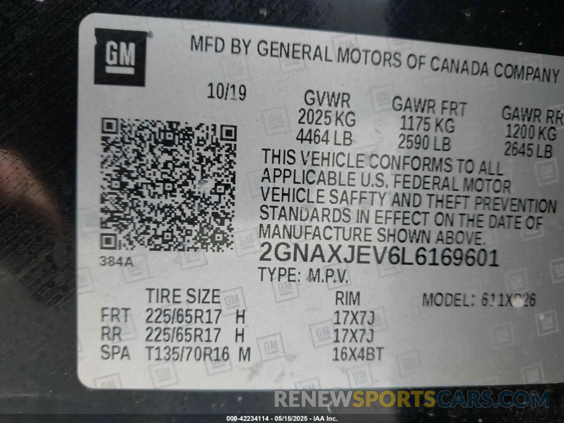 9 fotografías del automóvil dañado 2GNAXJEV6L6169601 CHEVROLET EQUINOX 2020