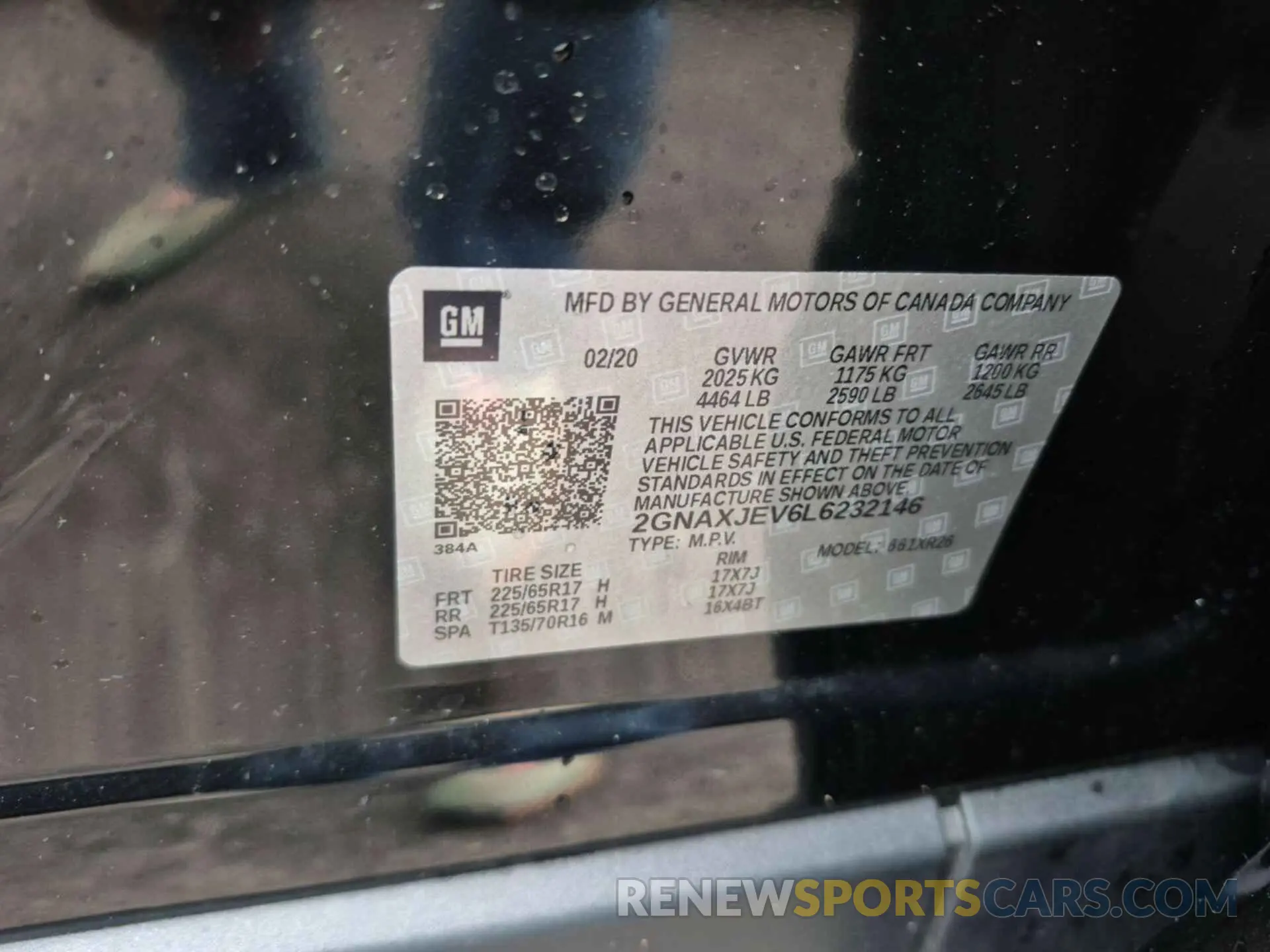 6 fotografías del automóvil dañado 2GNAXJEV6L6232146 CHEVROLET EQUINOX 2020