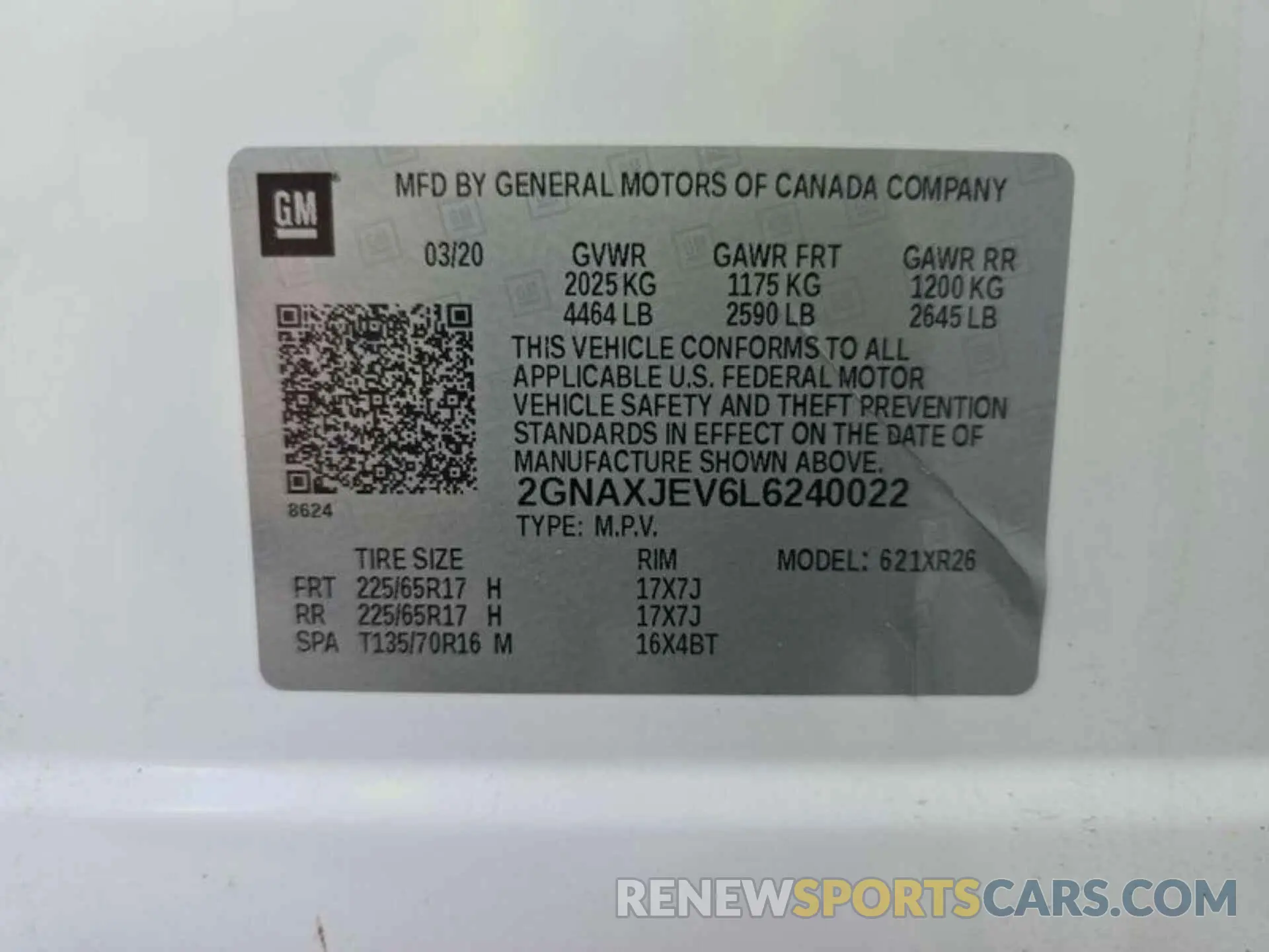 2 fotografías del automóvil dañado 2GNAXJEV6L6240022 CHEVROLET EQUINOX 2020