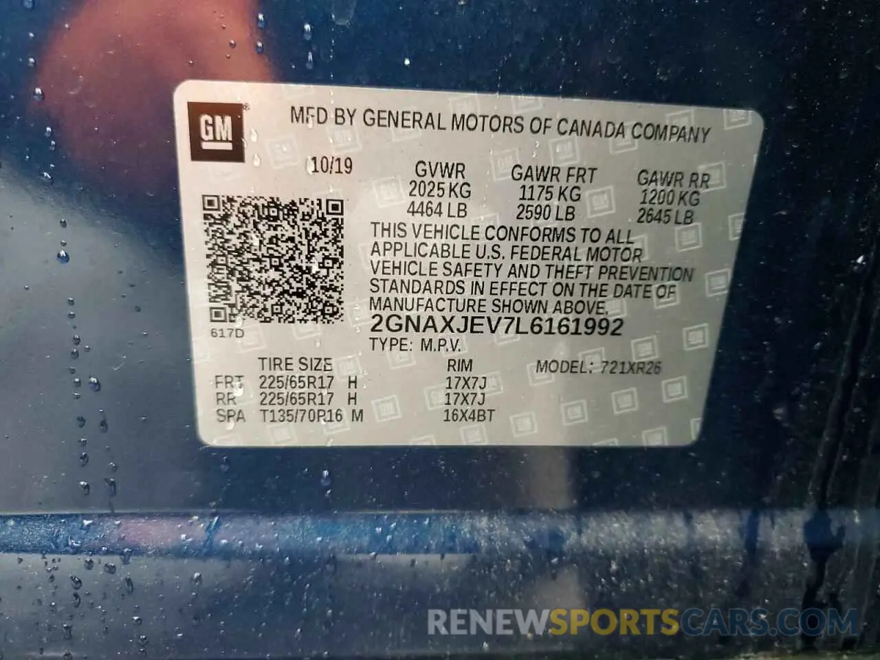 13 fotografías del automóvil dañado 2GNAXJEV7L6161992 CHEVROLET EQUINOX 2020