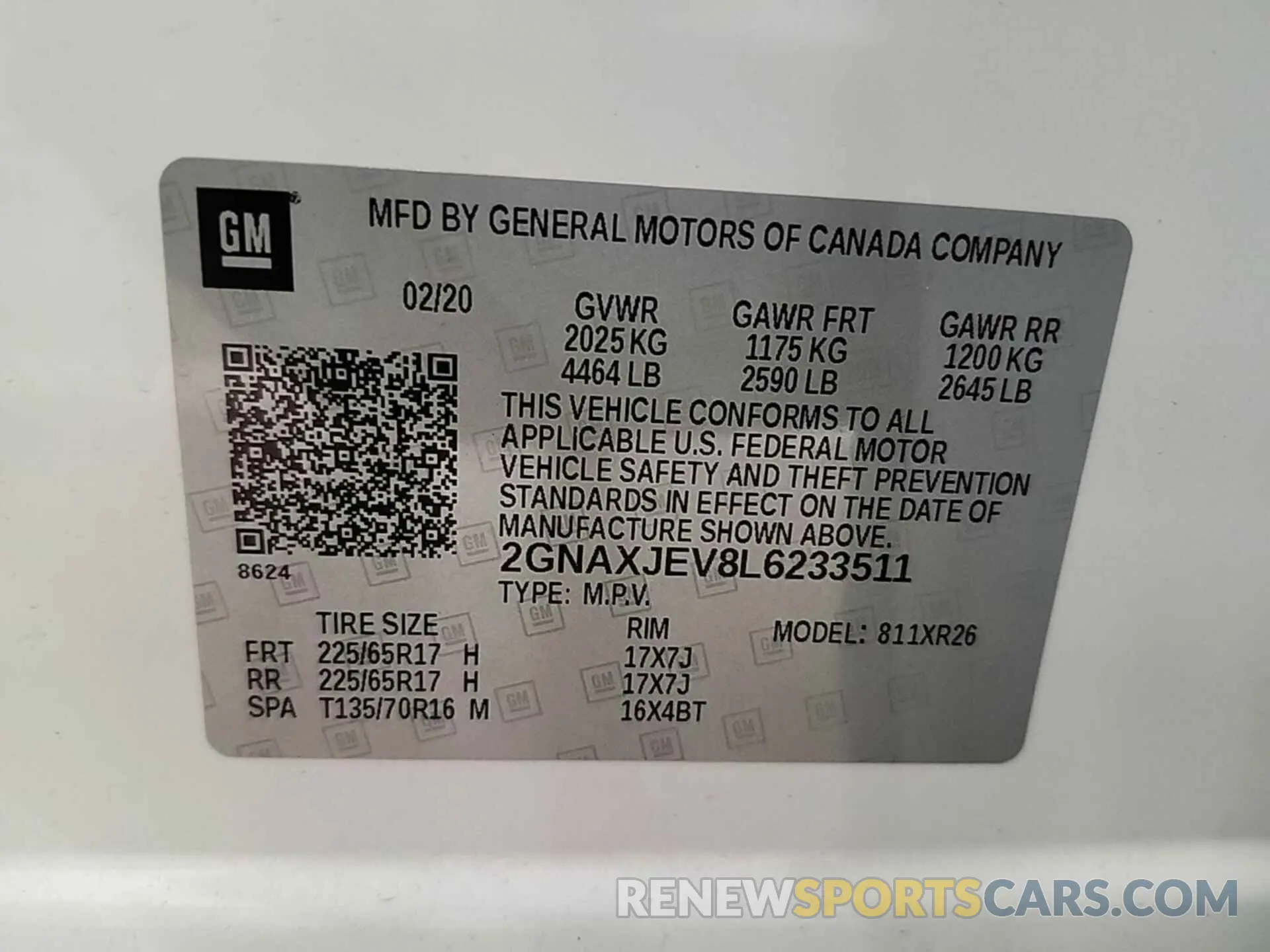 24 fotografías del automóvil dañado 2GNAXJEV8L6233511 CHEVROLET EQUINOX 2020