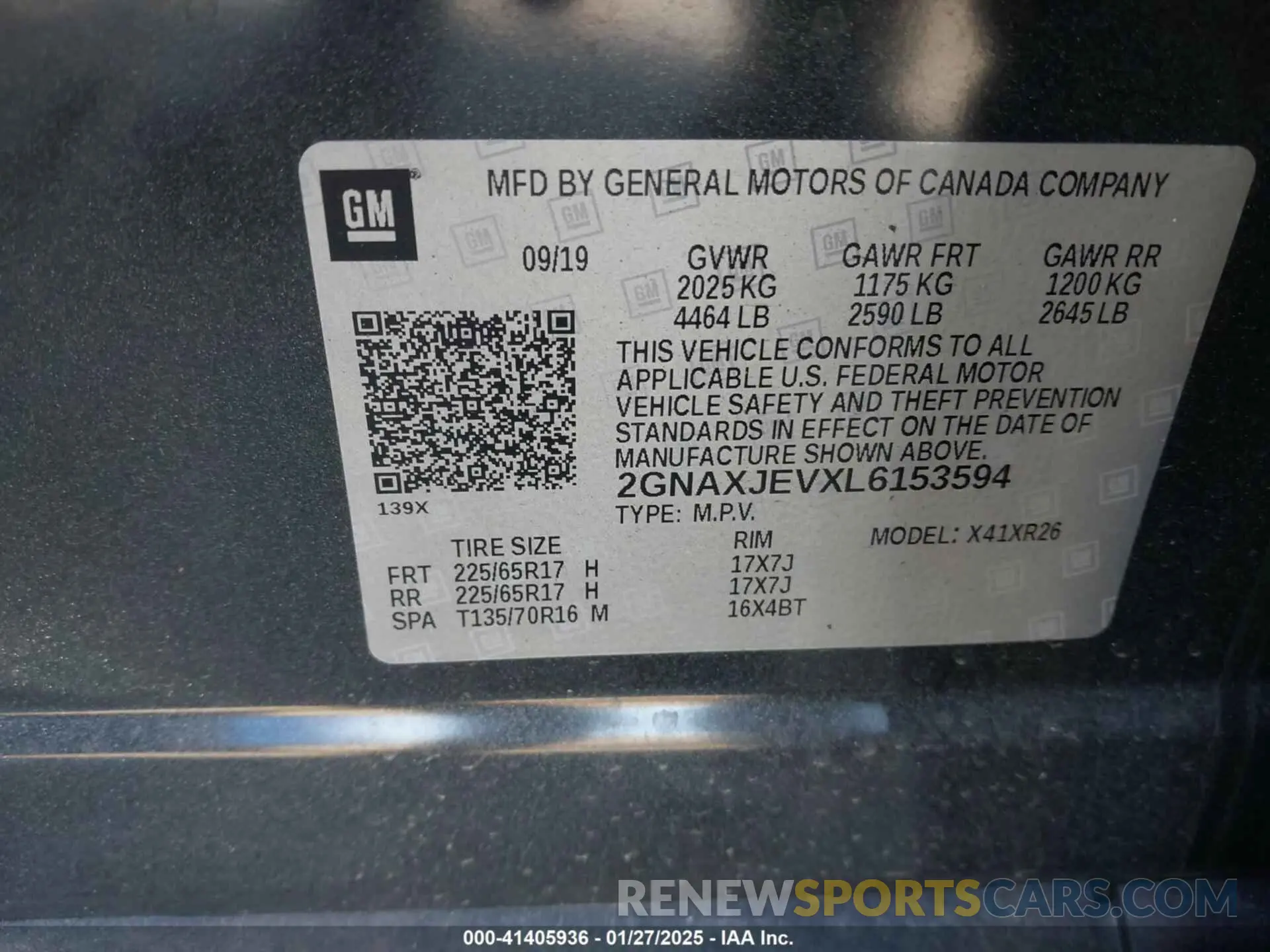 9 fotografías del automóvil dañado 2GNAXJEVXL6153594 CHEVROLET EQUINOX 2020