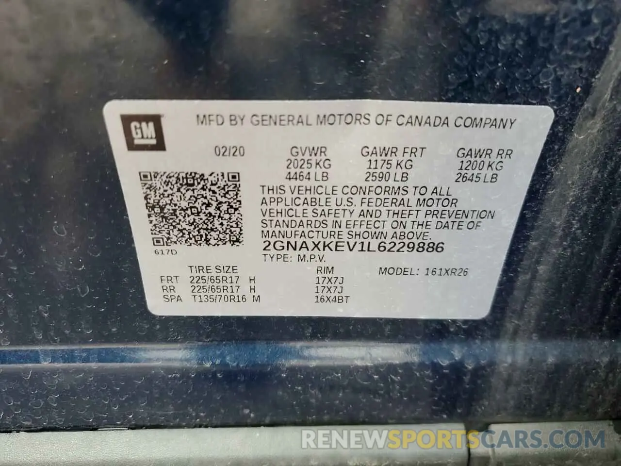 13 fotografías del automóvil dañado 2GNAXKEV1L6229886 CHEVROLET EQUINOX 2020