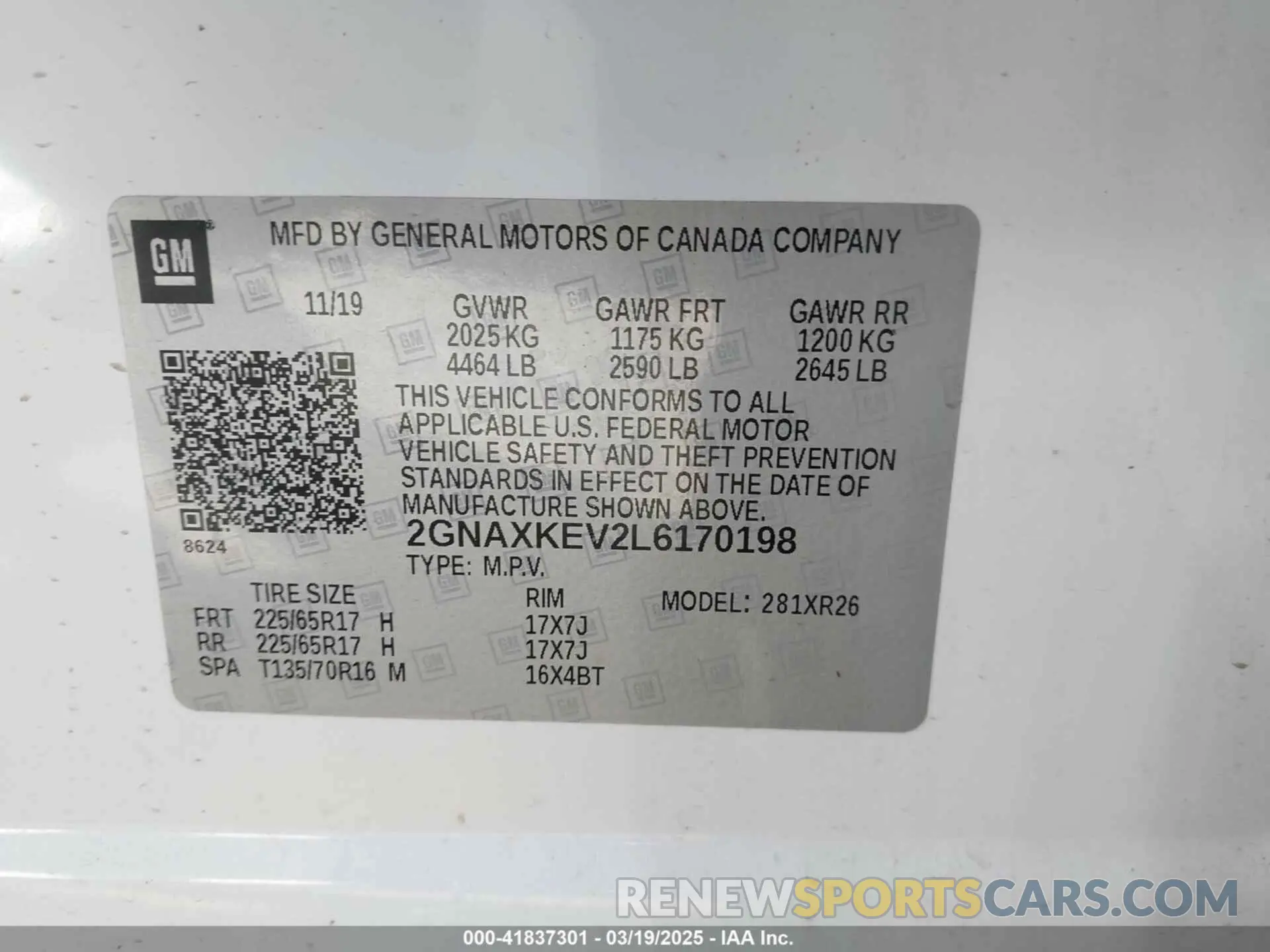 9 fotografías del automóvil dañado 2GNAXKEV2L6170198 CHEVROLET EQUINOX 2020