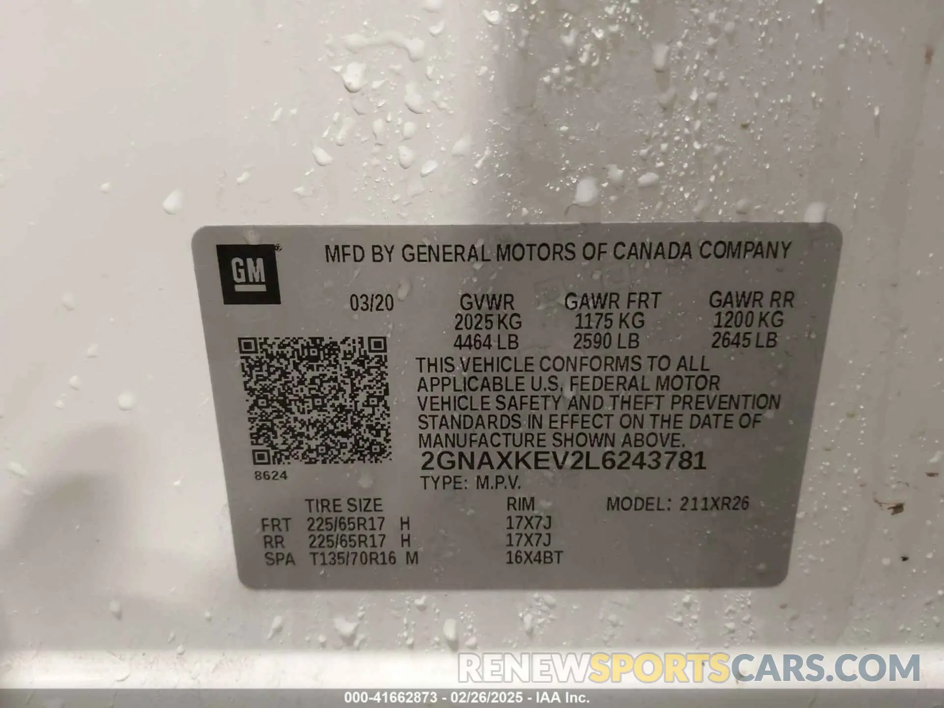 9 fotografías del automóvil dañado 2GNAXKEV2L6243781 CHEVROLET EQUINOX 2020