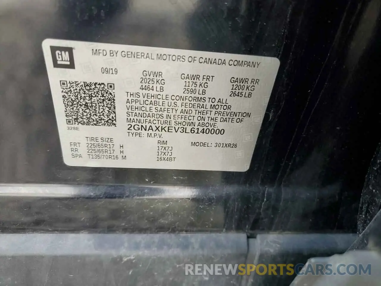 13 fotografías del automóvil dañado 2GNAXKEV3L6140000 CHEVROLET EQUINOX 2020
