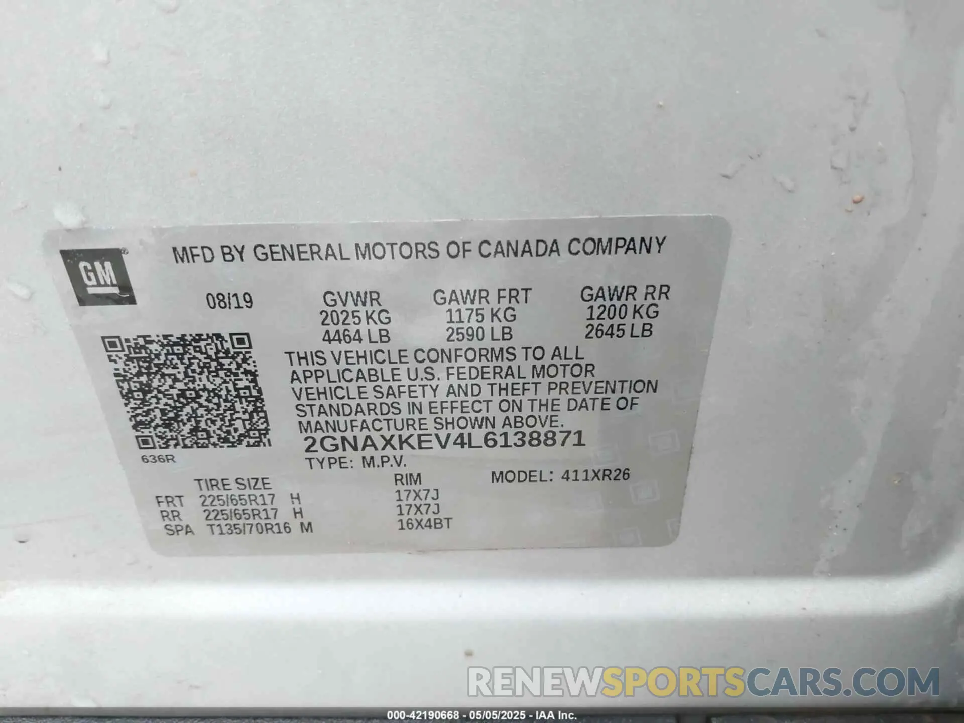 9 fotografías del automóvil dañado 2GNAXKEV4L6138871 CHEVROLET EQUINOX 2020