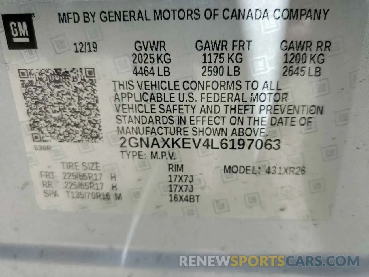 13 fotografías del automóvil dañado 2GNAXKEV4L6197063 CHEVROLET EQUINOX 2020