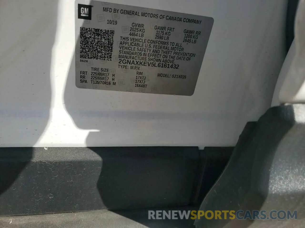 13 fotografías del automóvil dañado 2GNAXKEV5L6161432 CHEVROLET EQUINOX 2020