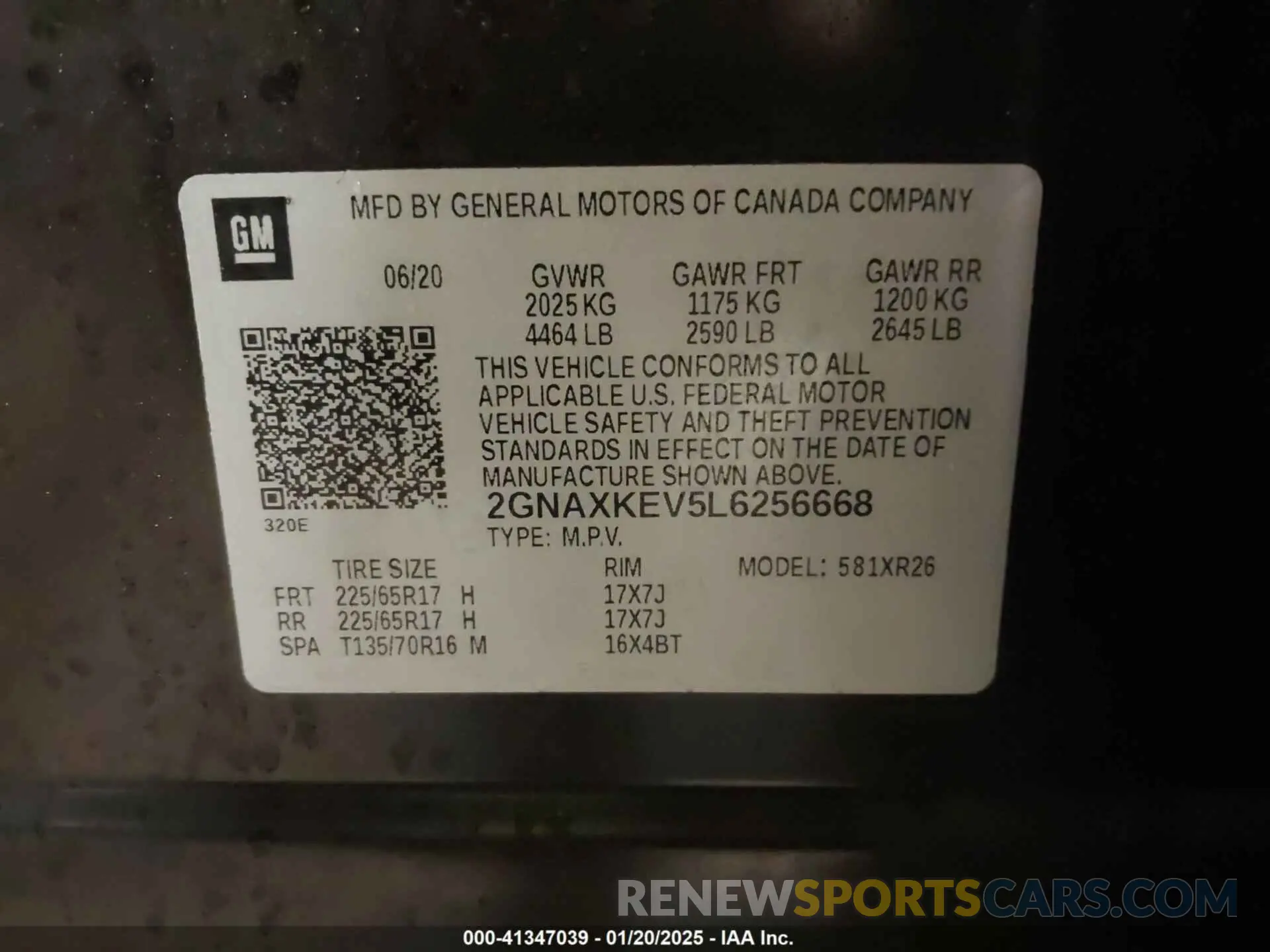 9 fotografías del automóvil dañado 2GNAXKEV5L6256668 CHEVROLET EQUINOX 2020