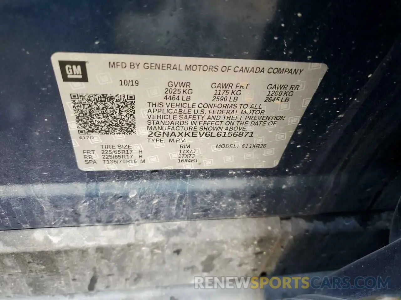 14 fotografías del automóvil dañado 2GNAXKEV6L6156871 CHEVROLET EQUINOX 2020