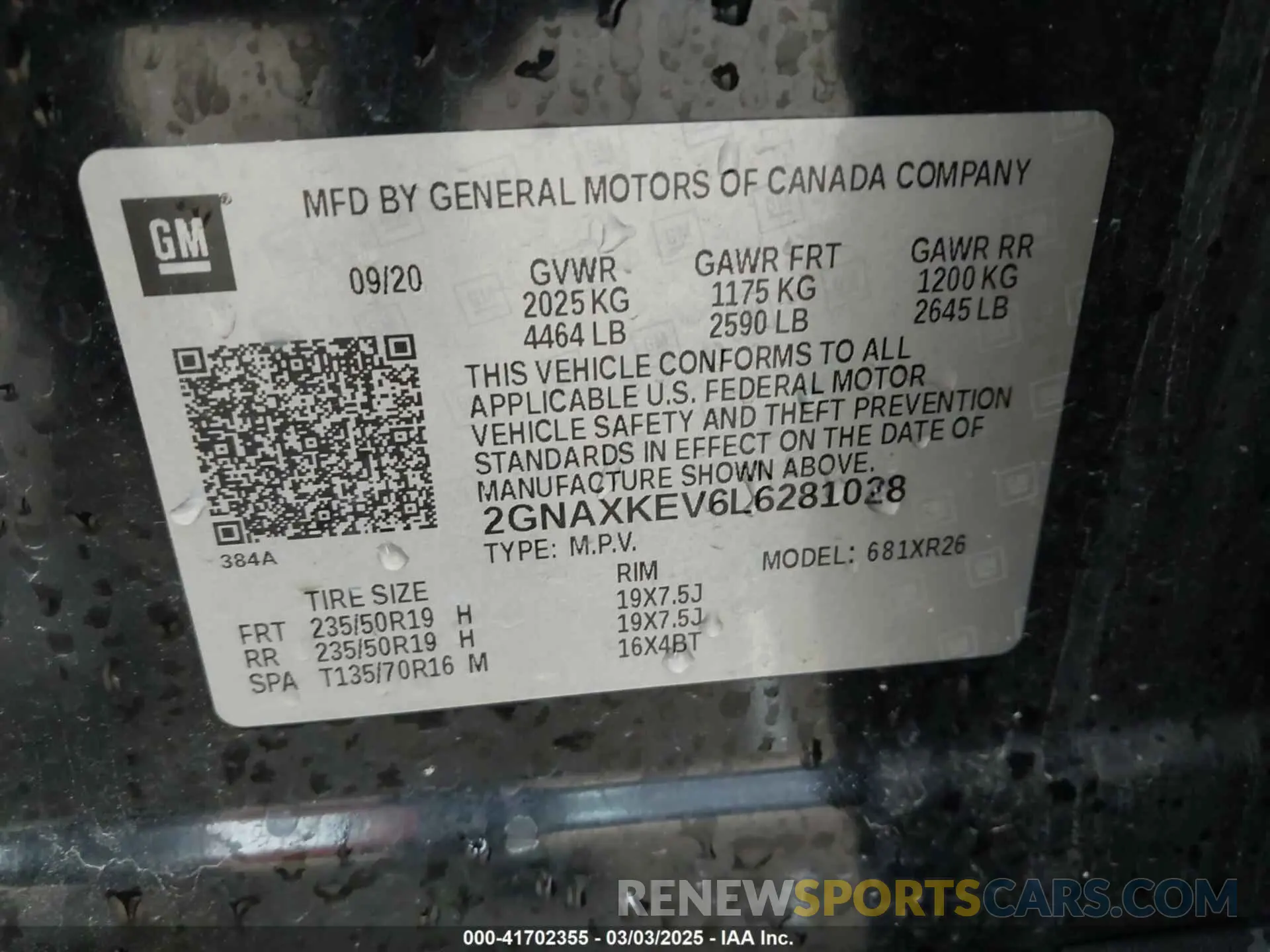 9 fotografías del automóvil dañado 2GNAXKEV6L6281028 CHEVROLET EQUINOX 2020