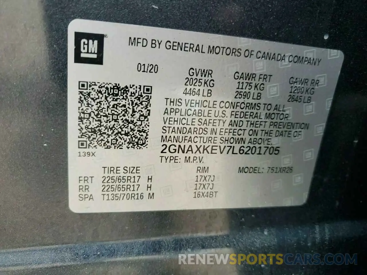 13 fotografías del automóvil dañado 2GNAXKEV7L6201705 CHEVROLET EQUINOX 2020