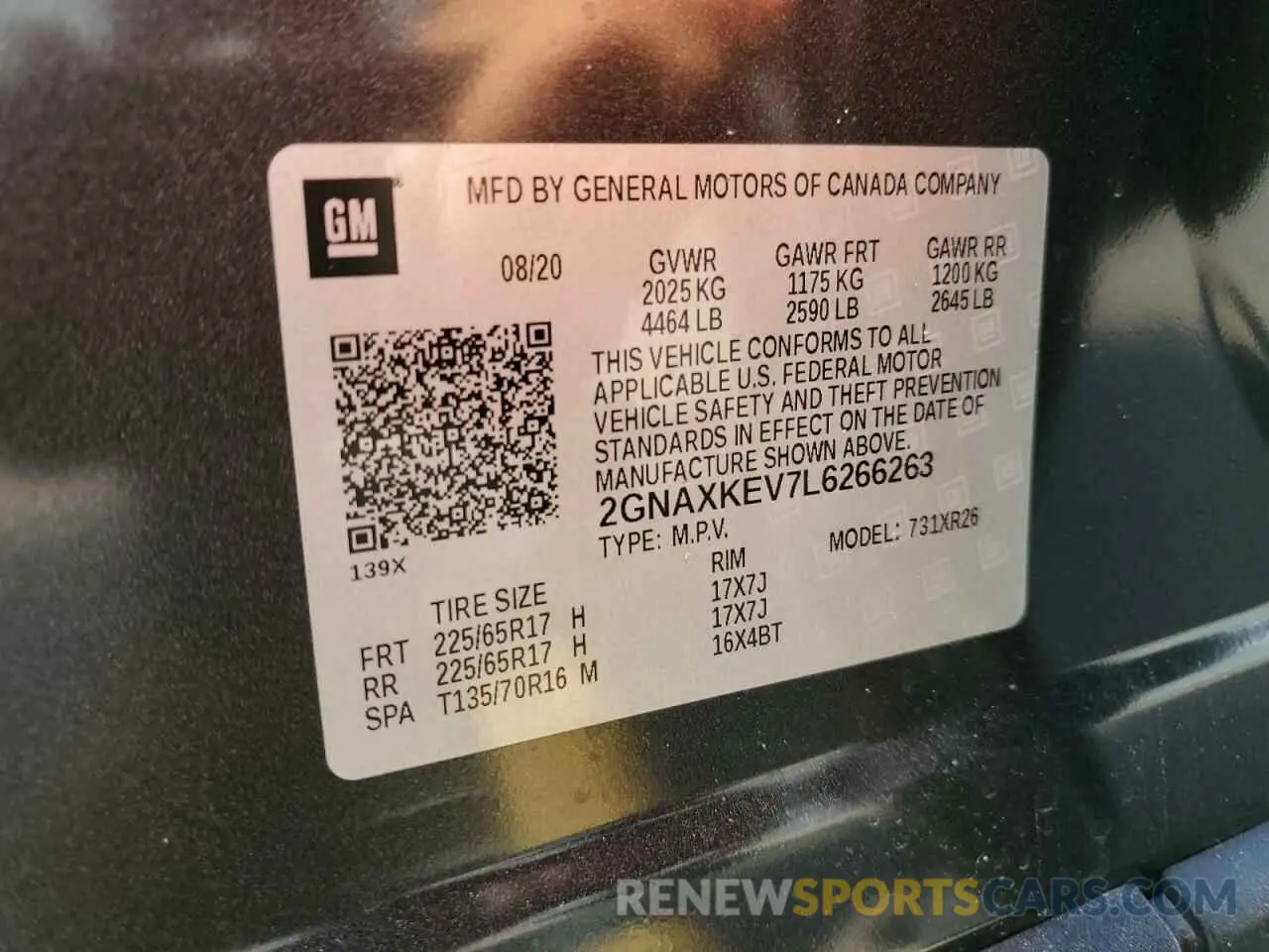 13 fotografías del automóvil dañado 2GNAXKEV7L6266263 CHEVROLET EQUINOX 2020