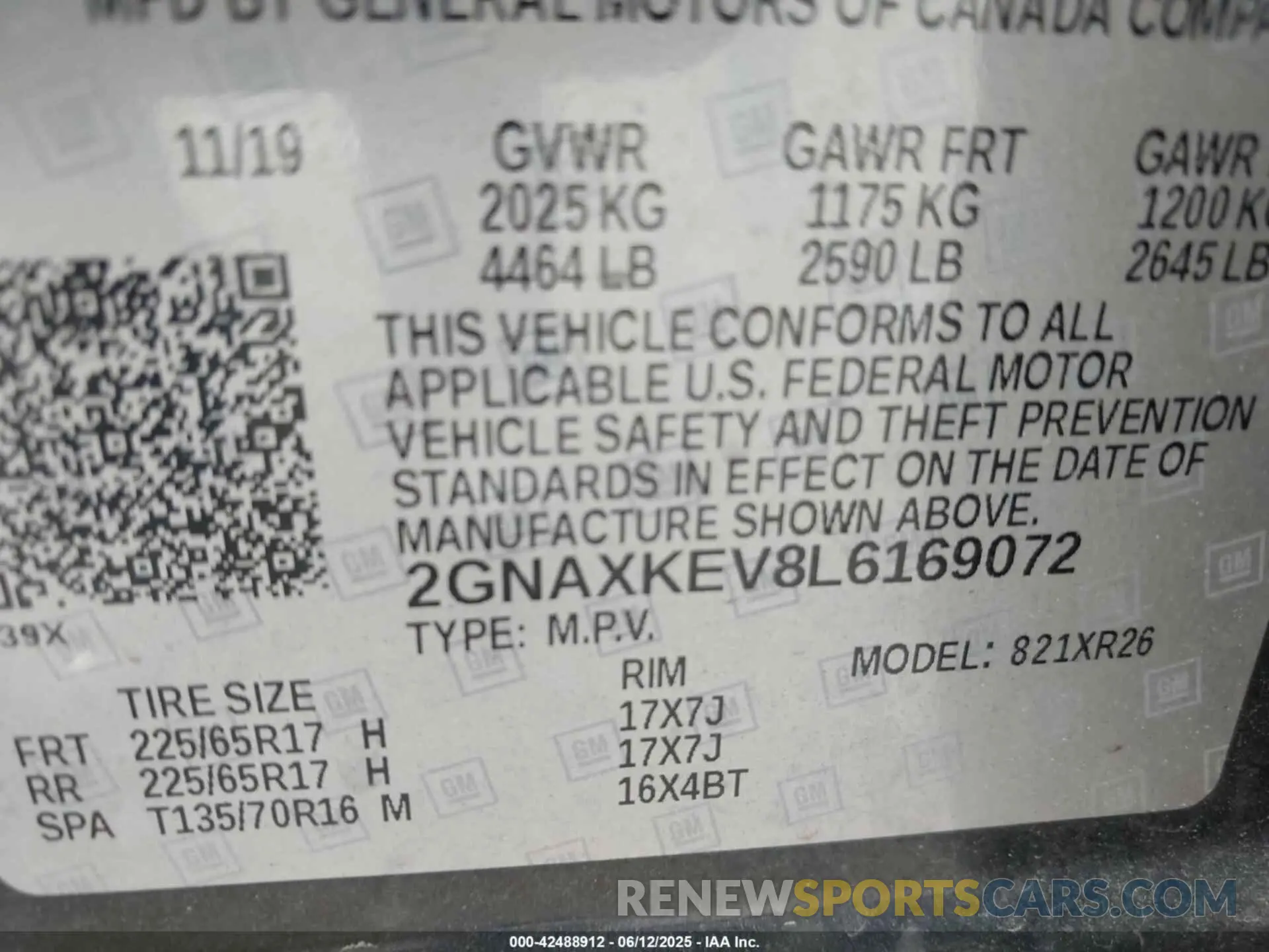 9 fotografías del automóvil dañado 2GNAXKEV8L6169072 CHEVROLET EQUINOX 2020