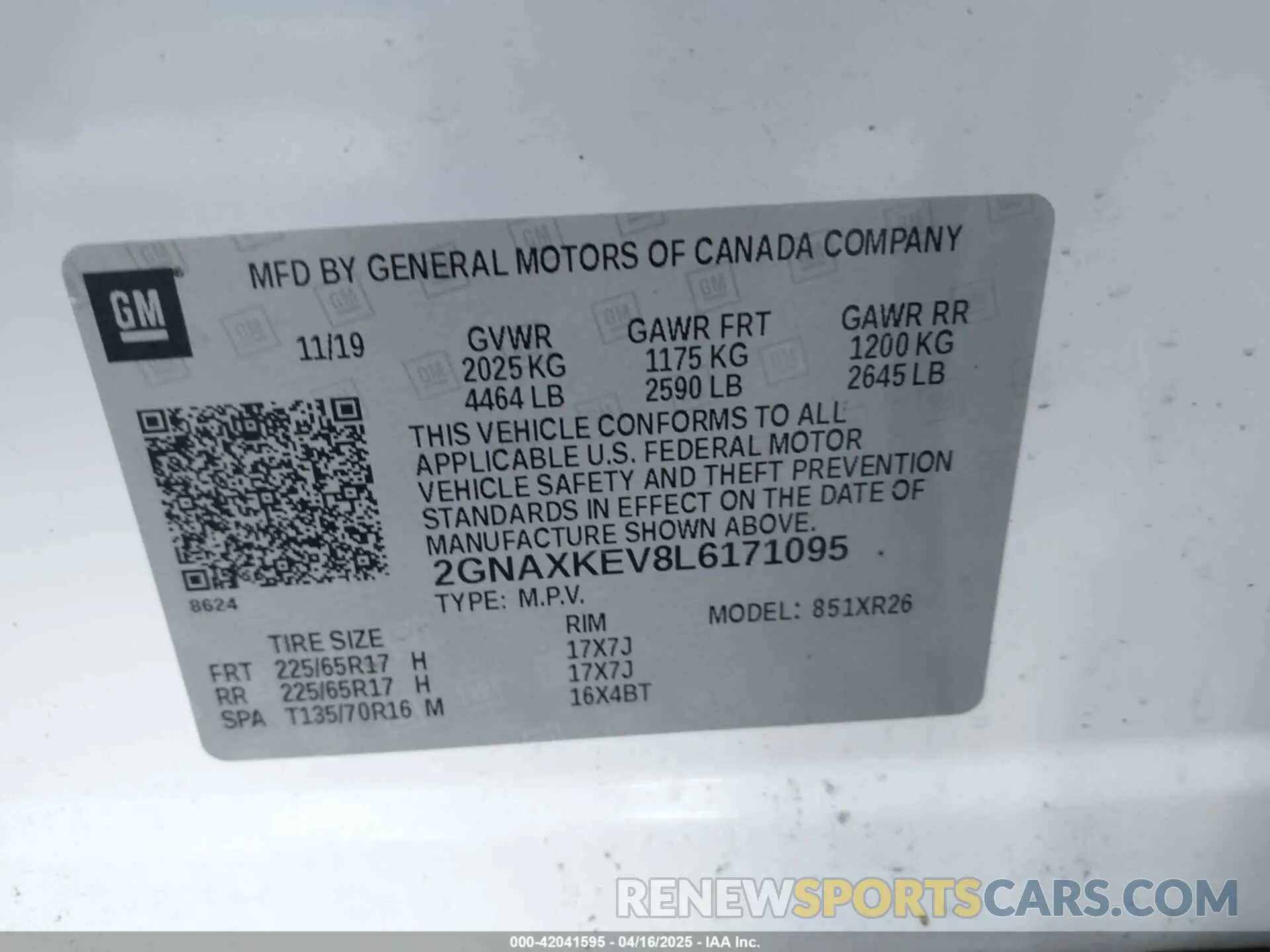 9 fotografías del automóvil dañado 2GNAXKEV8L6171095 CHEVROLET EQUINOX 2020