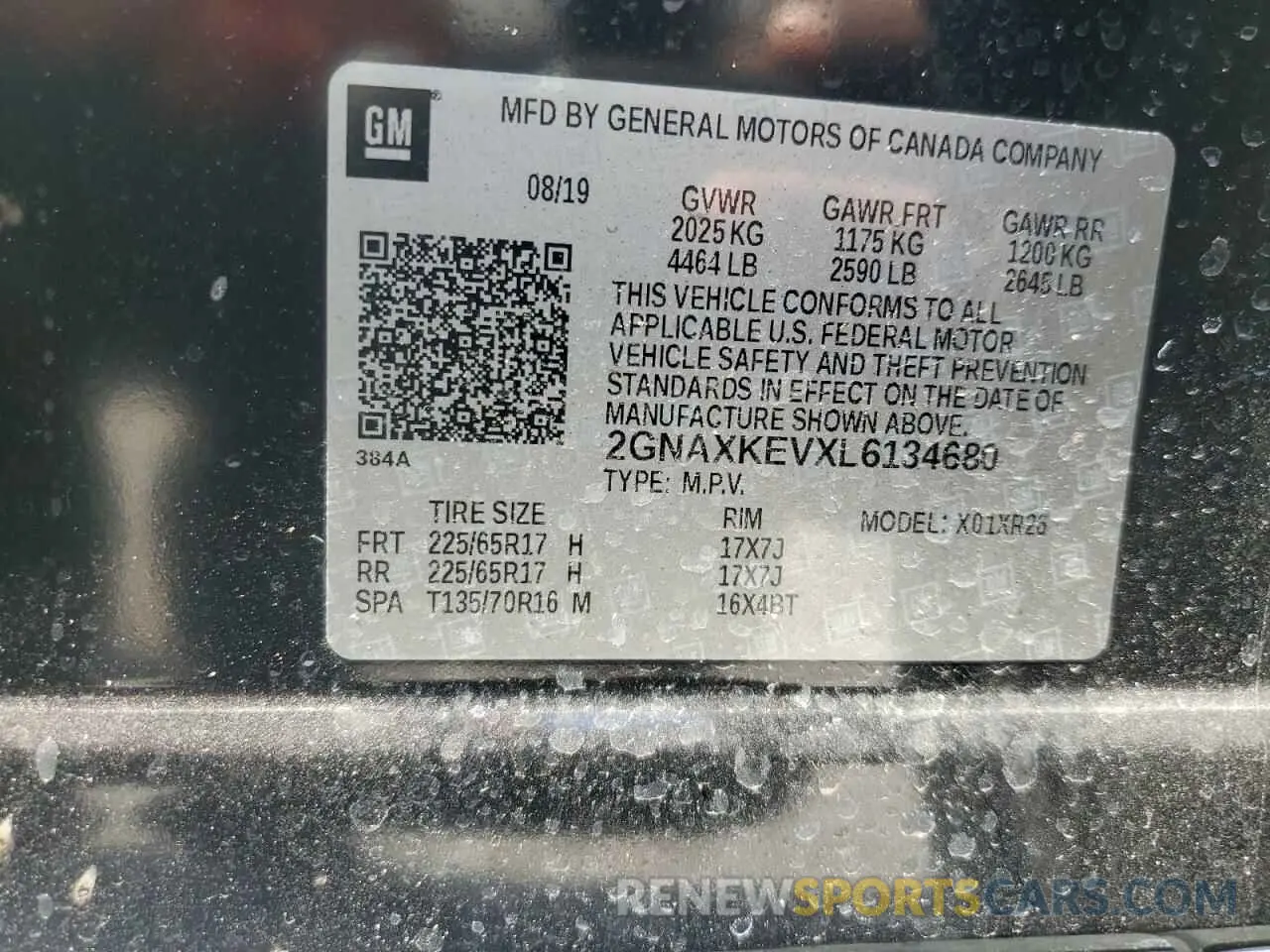 14 fotografías del automóvil dañado 2GNAXKEVXL6134680 CHEVROLET EQUINOX 2020